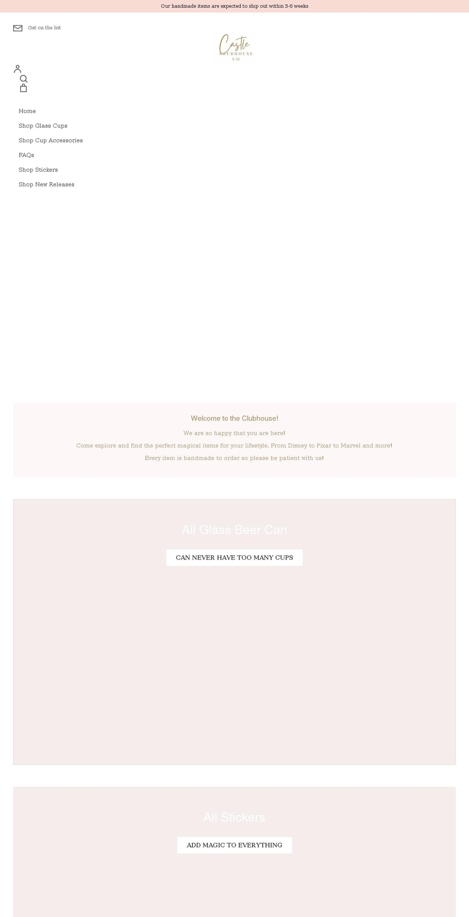 castleclubhouseco.com shopify website screenshot