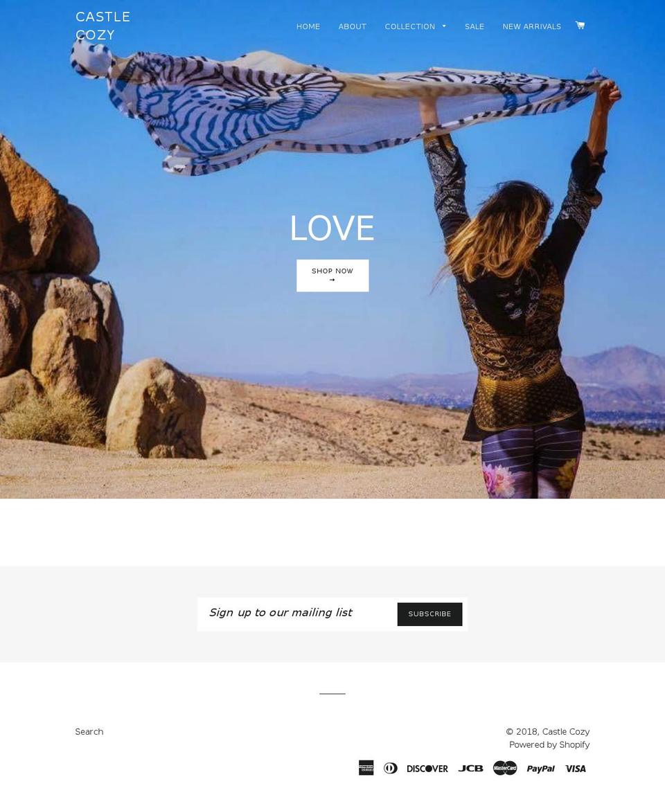 castlecozy.com shopify website screenshot
