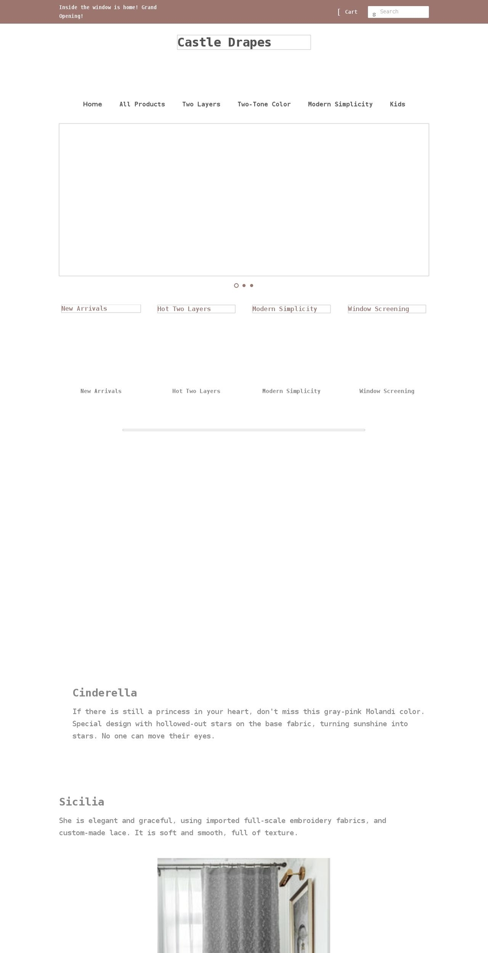 castledrapes.com shopify website screenshot