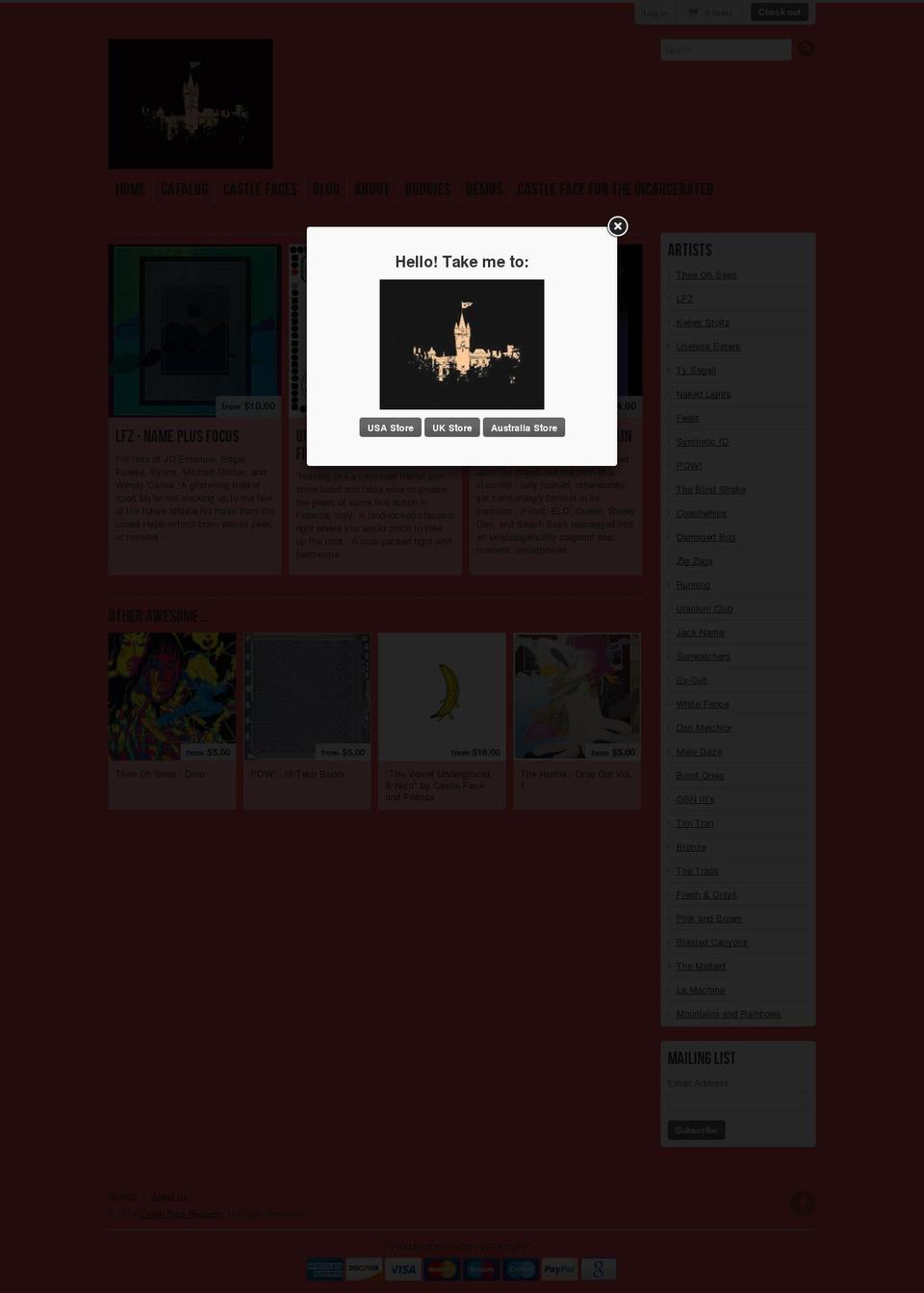 castlefacerecords.us shopify website screenshot