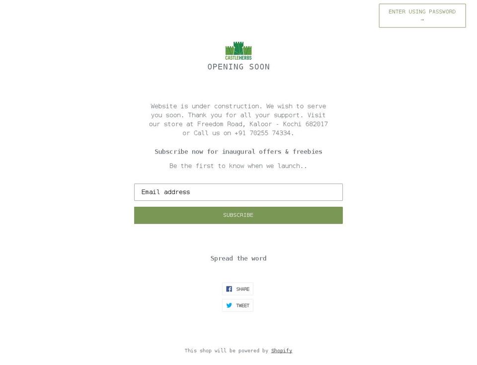 castleherbs.com shopify website screenshot