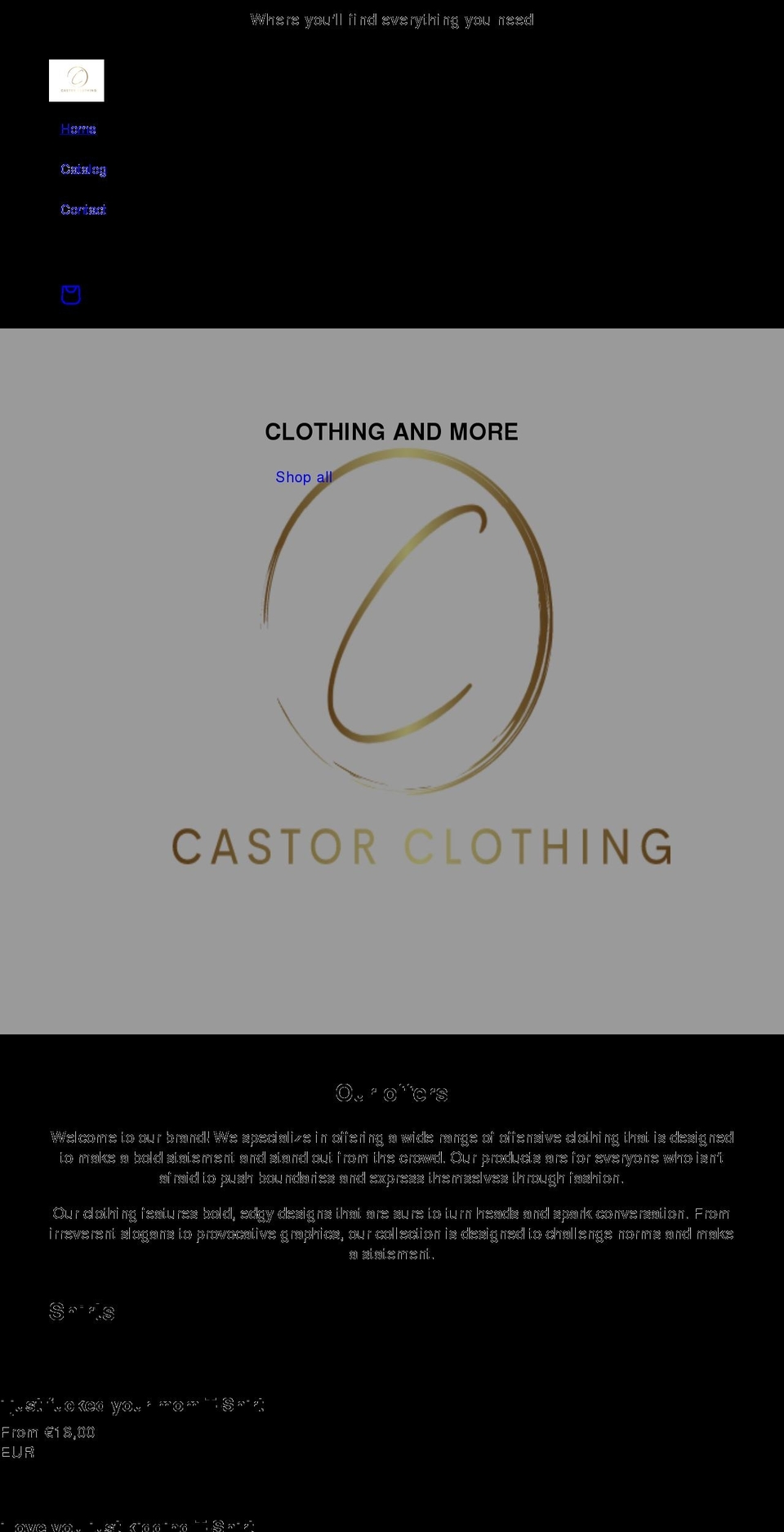 castorclothing.com shopify website screenshot