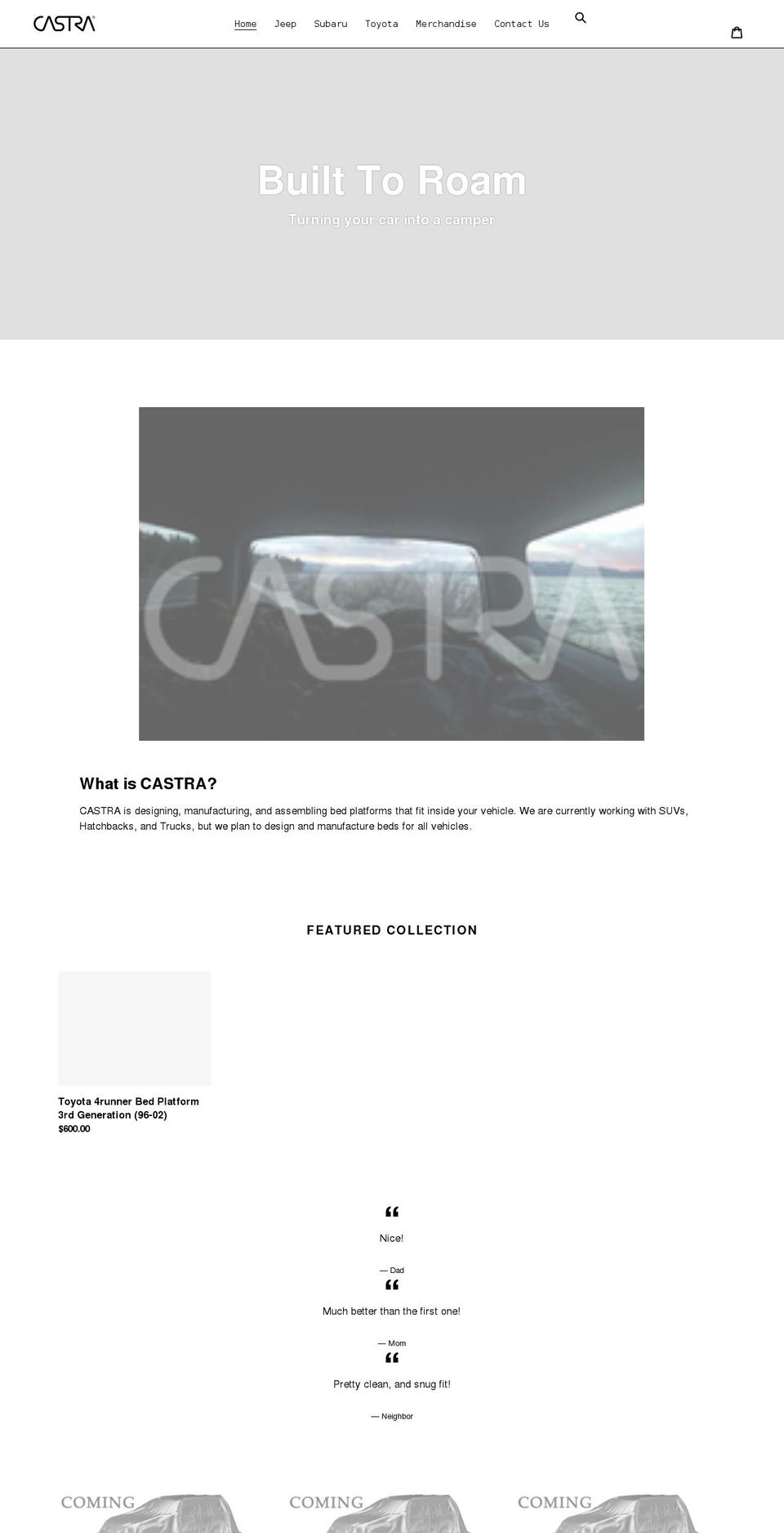 castra.com shopify website screenshot