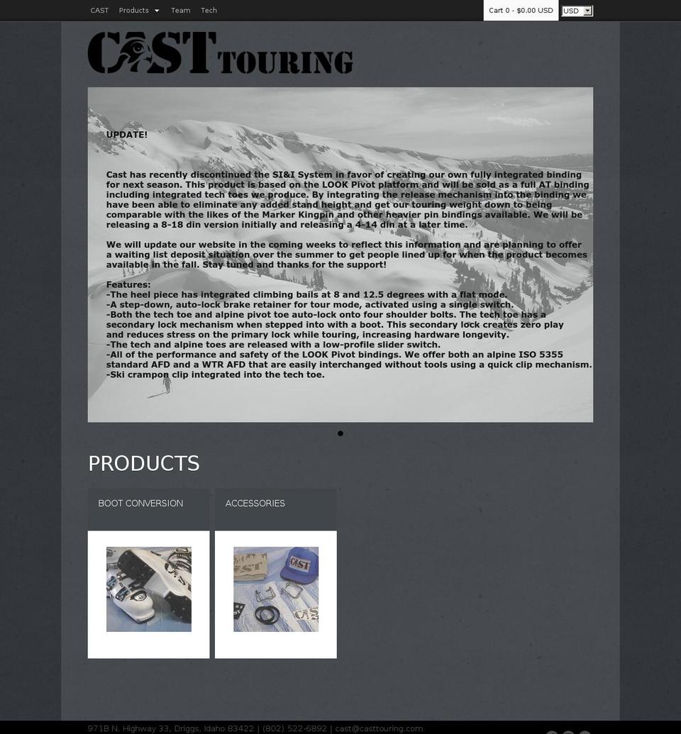 casttouring.com shopify website screenshot