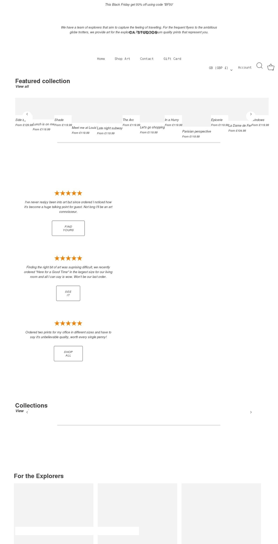 castudios.net shopify website screenshot