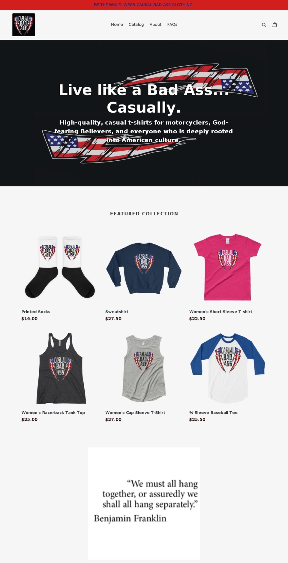 casualbadasswear.com shopify website screenshot
