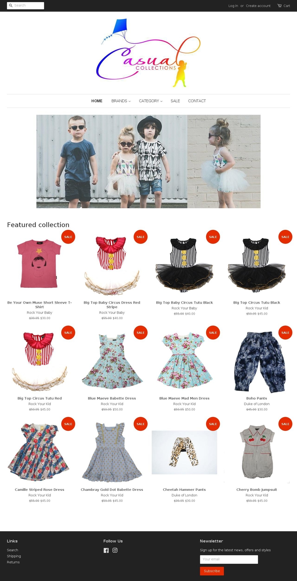 casualcollections.com.au shopify website screenshot