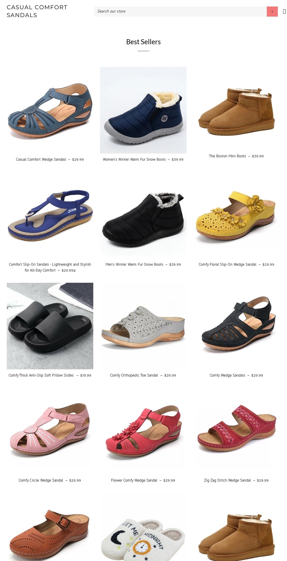 casualcomfortsandal.com shopify website screenshot
