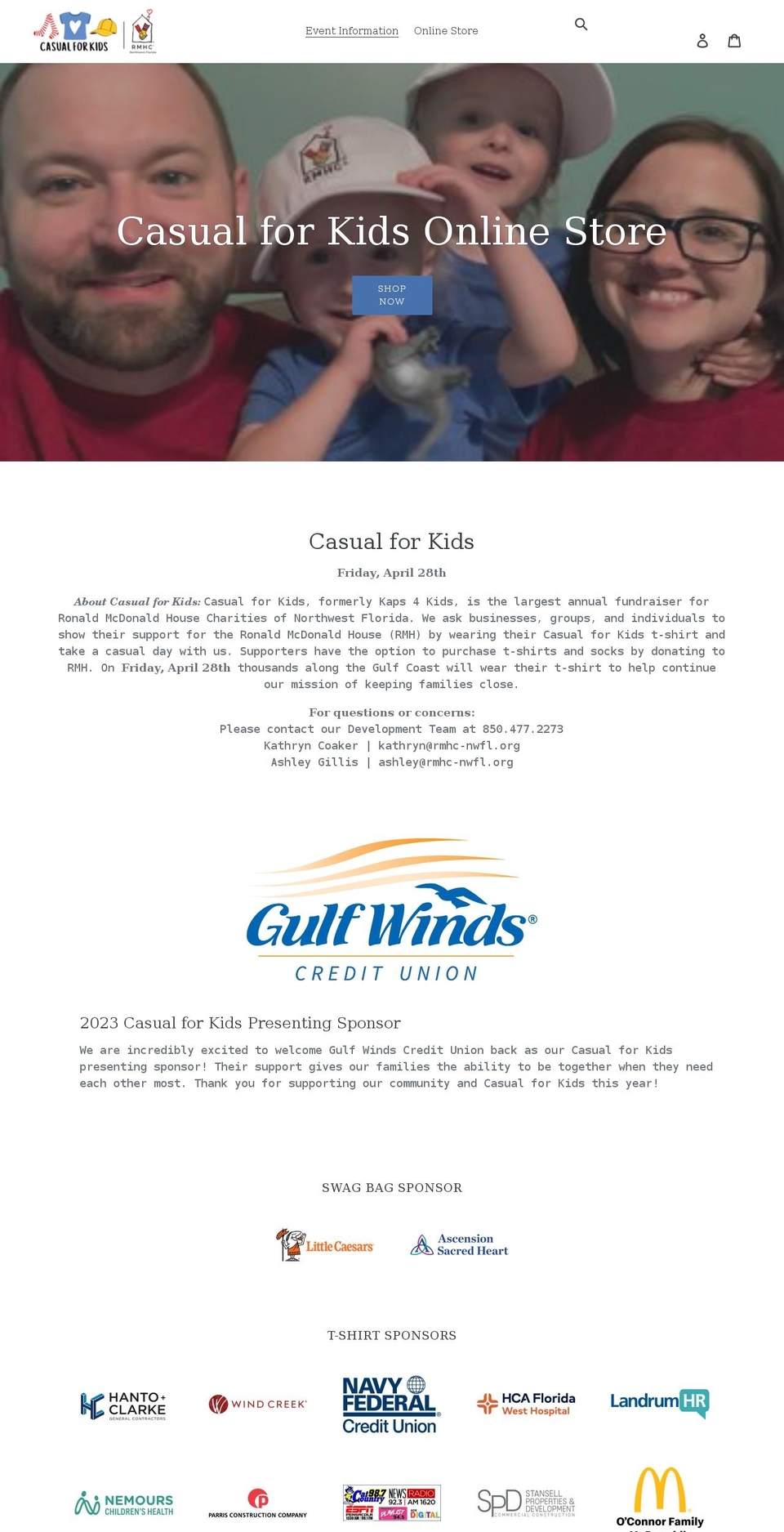 casualforkids.org shopify website screenshot