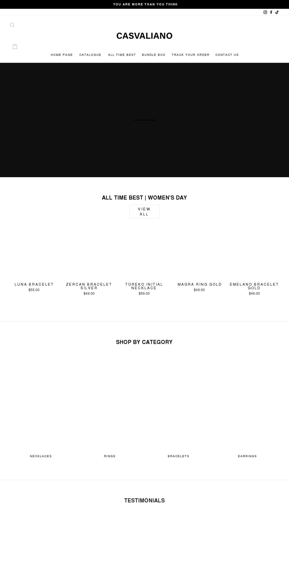 casvaliano.com shopify website screenshot