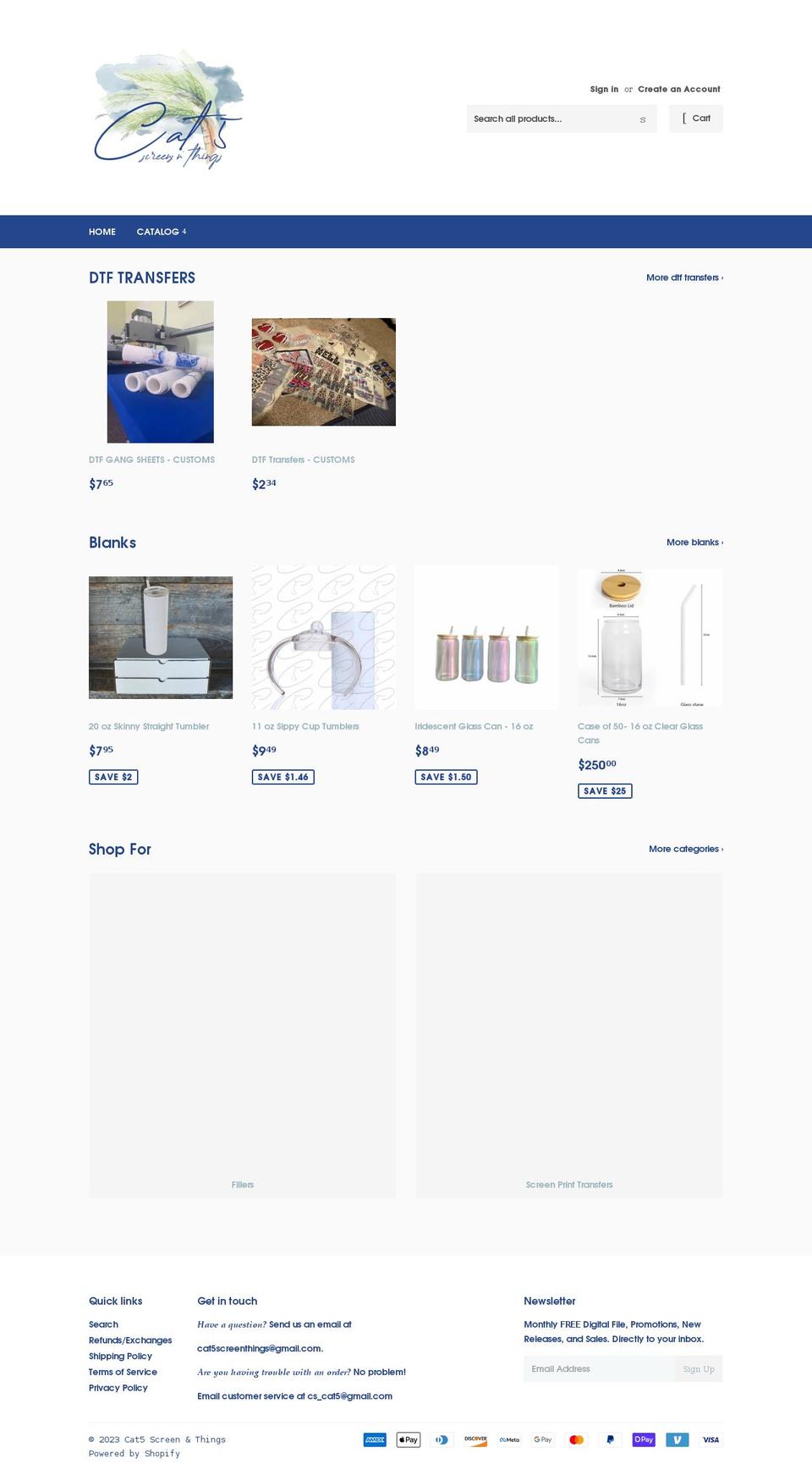cat5screenthings.com shopify website screenshot