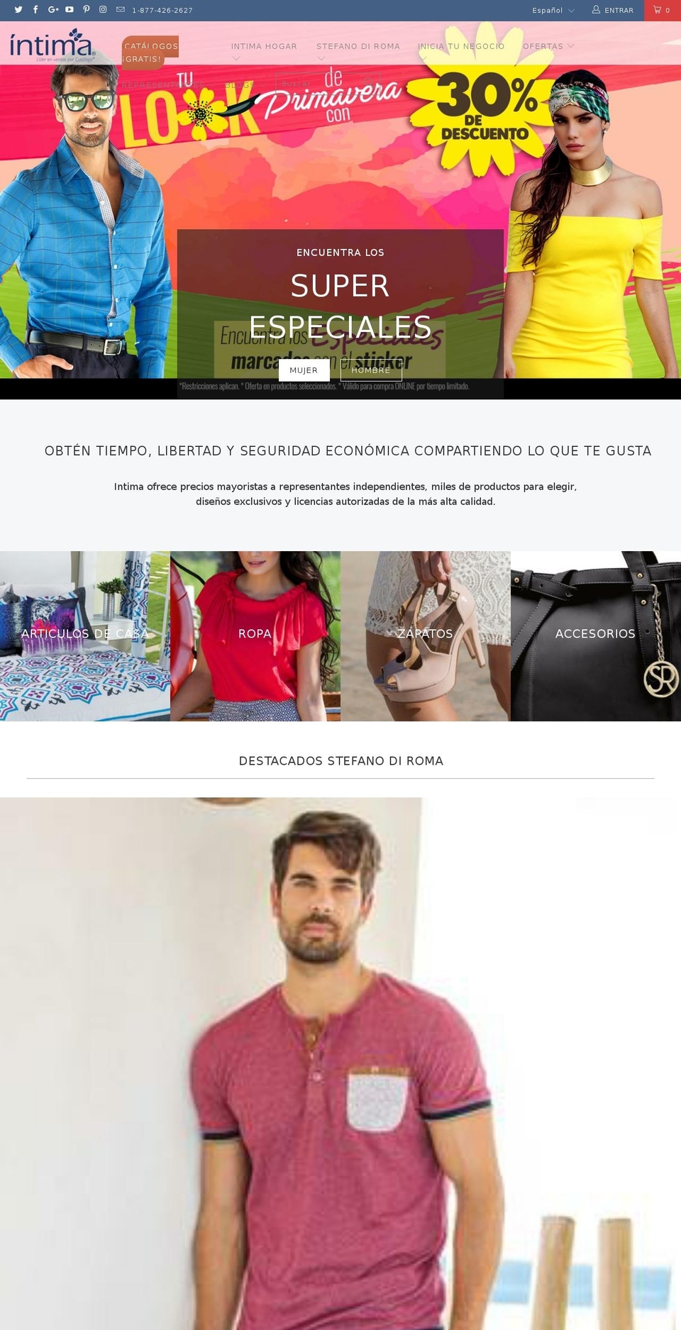 catalogosintima.com shopify website screenshot