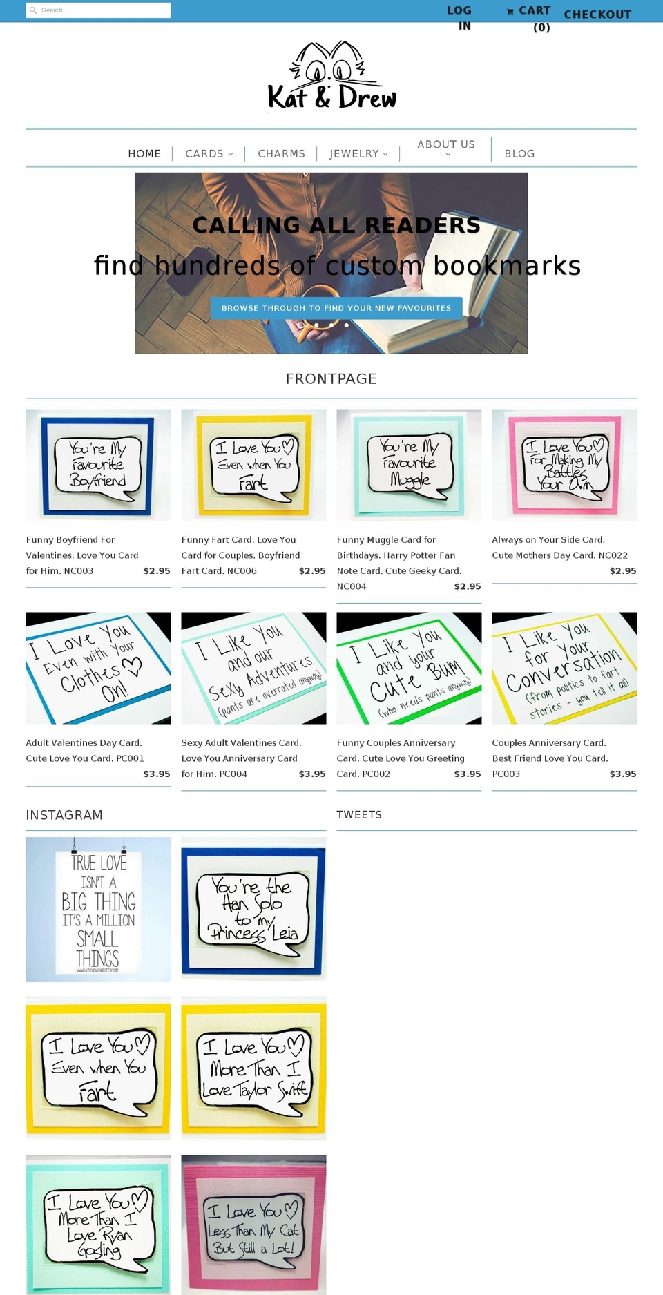 catanddrewcards.com shopify website screenshot