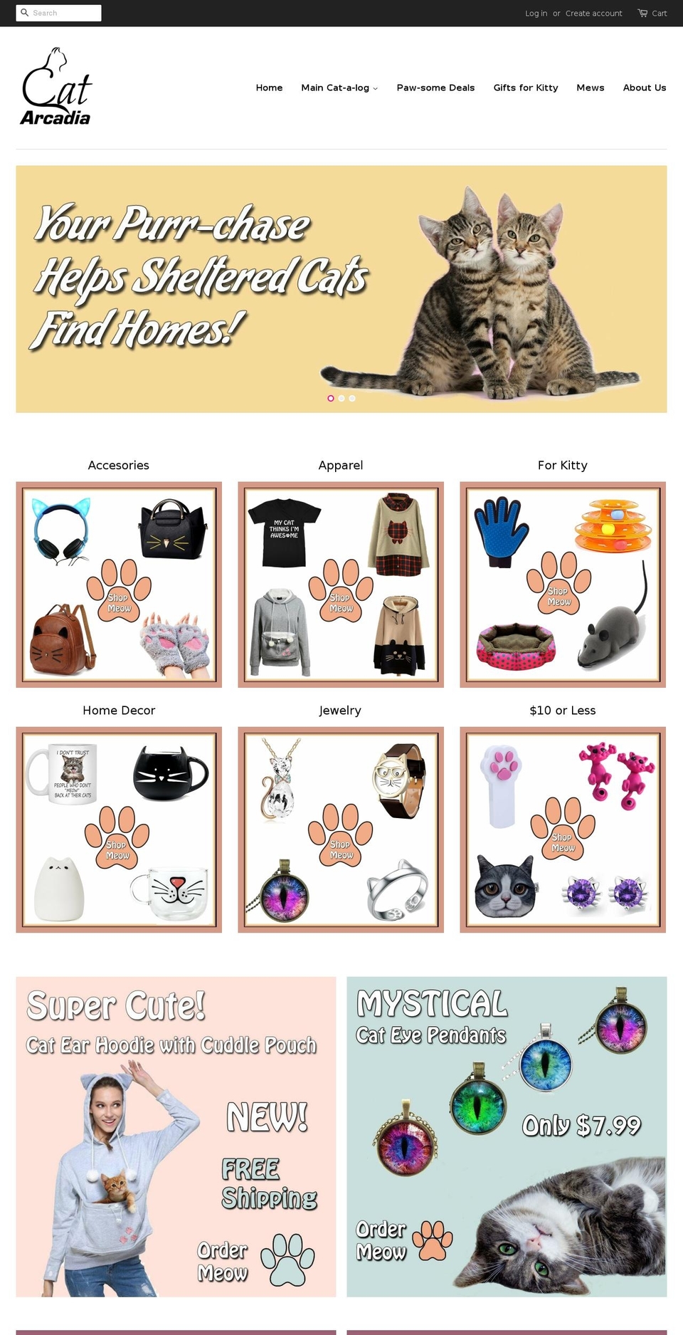 catarcadia.com — Shopify storefront screenshot
