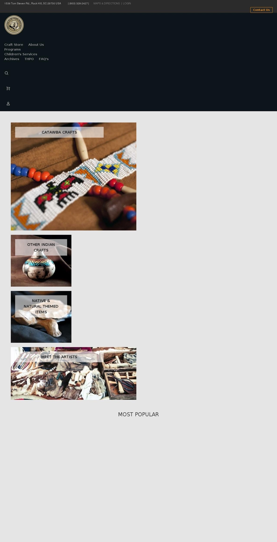 catawbaindiancrafts.com shopify website screenshot