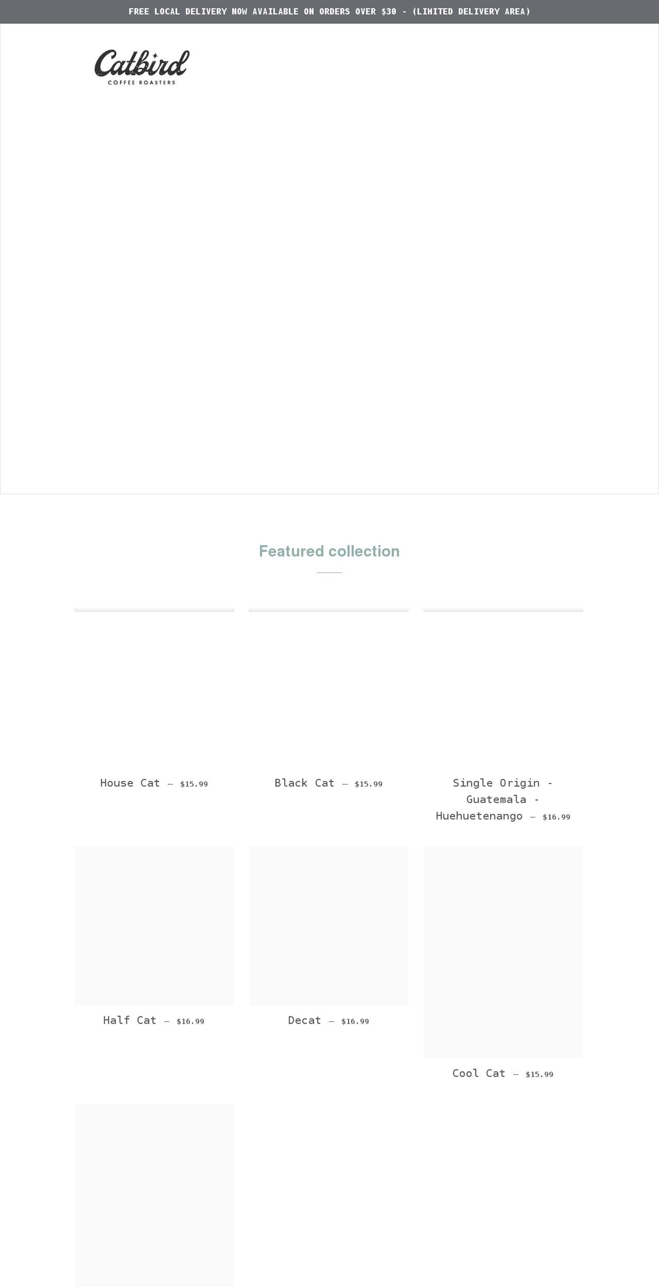 catbirdcoffee.com shopify website screenshot