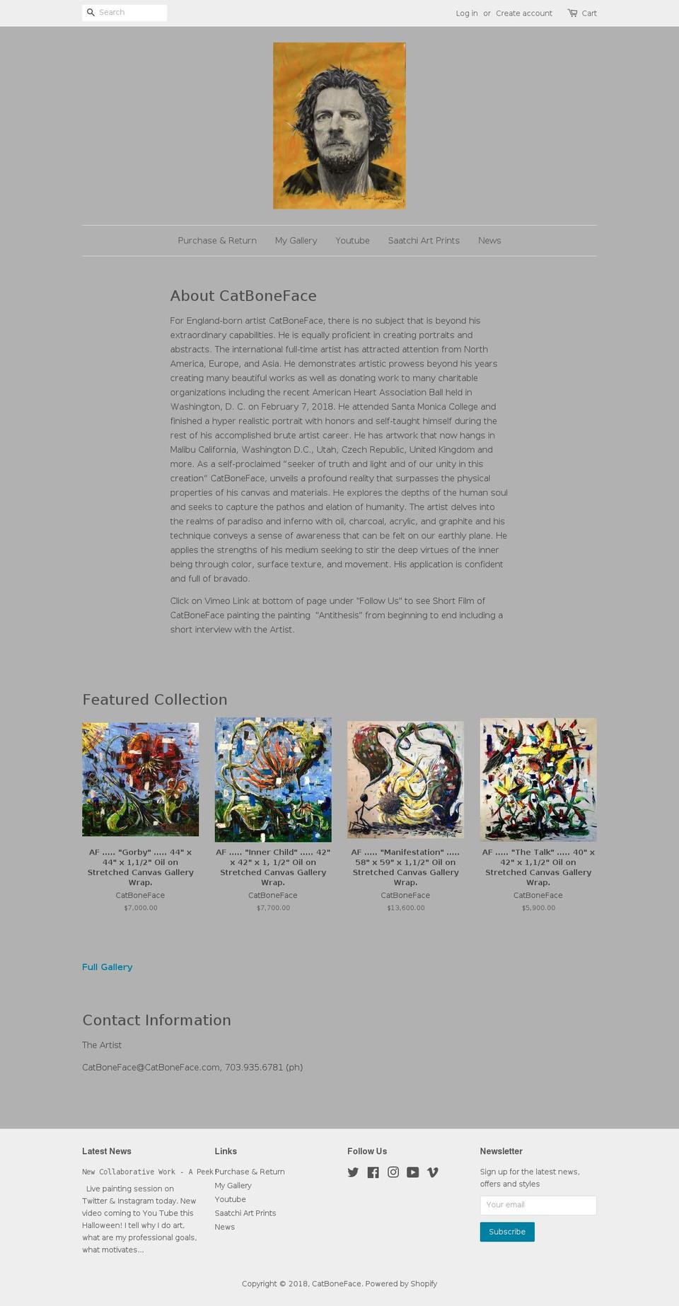 catboneface.com shopify website screenshot