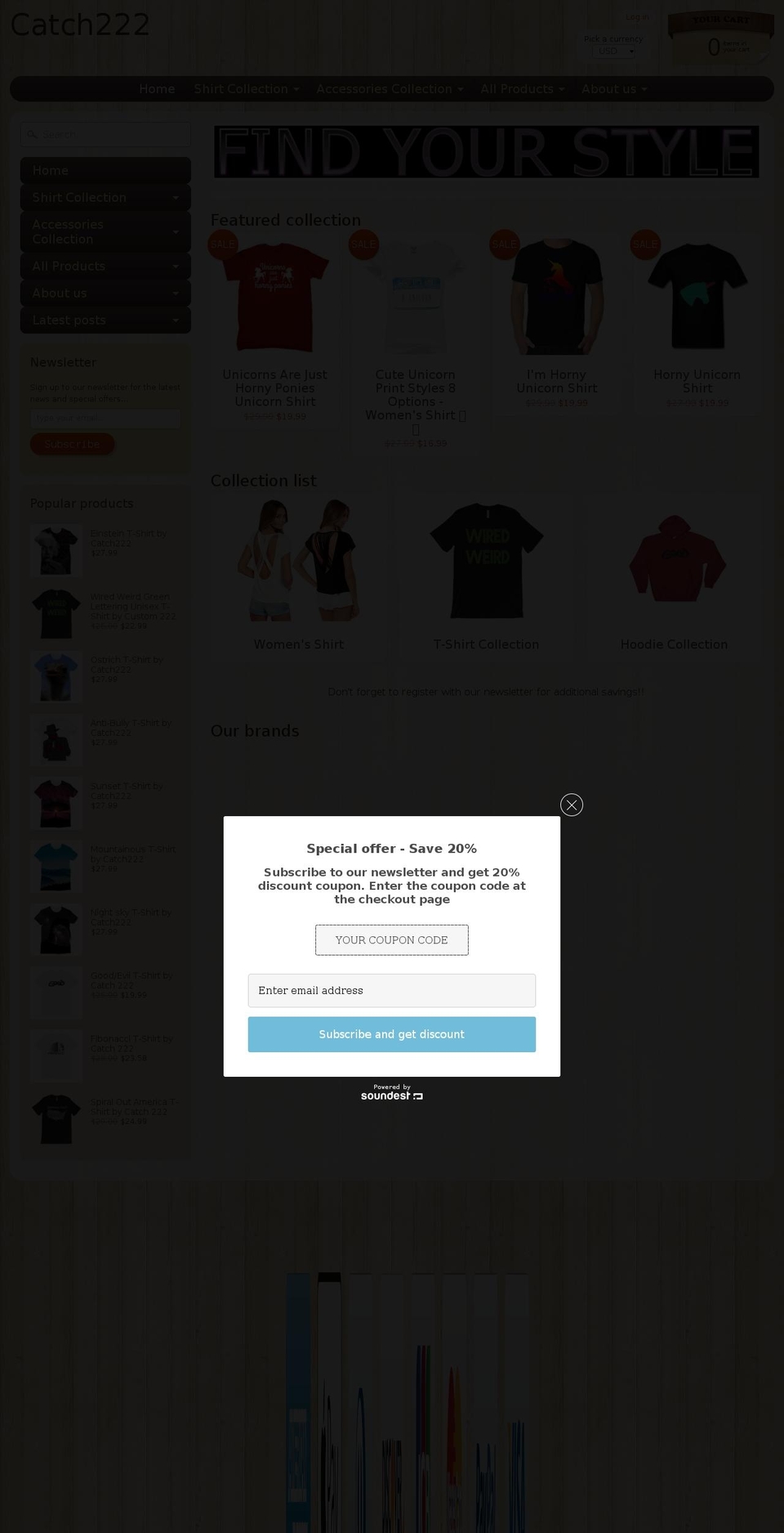 catch222.com shopify website screenshot