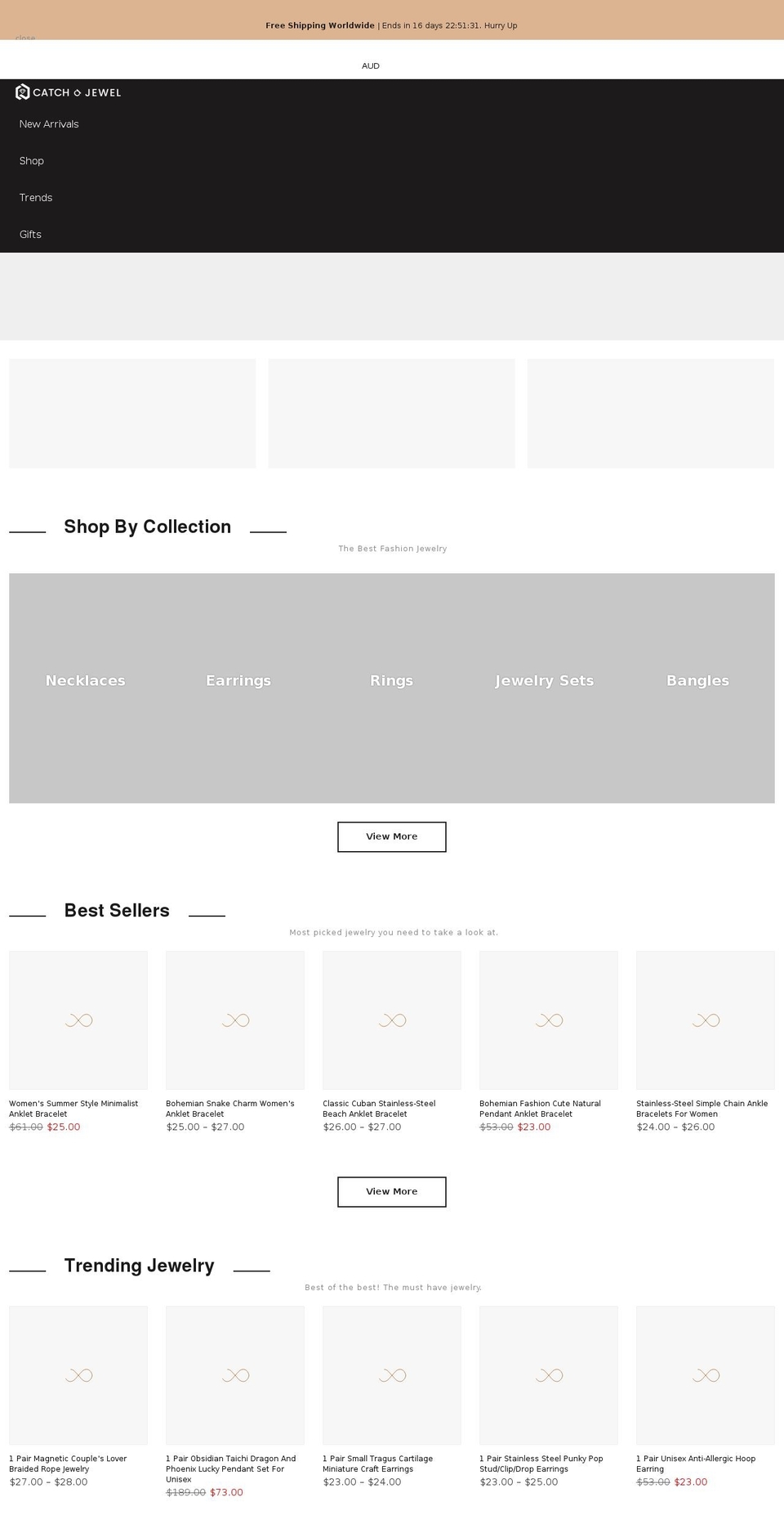 catchajewel.com shopify website screenshot