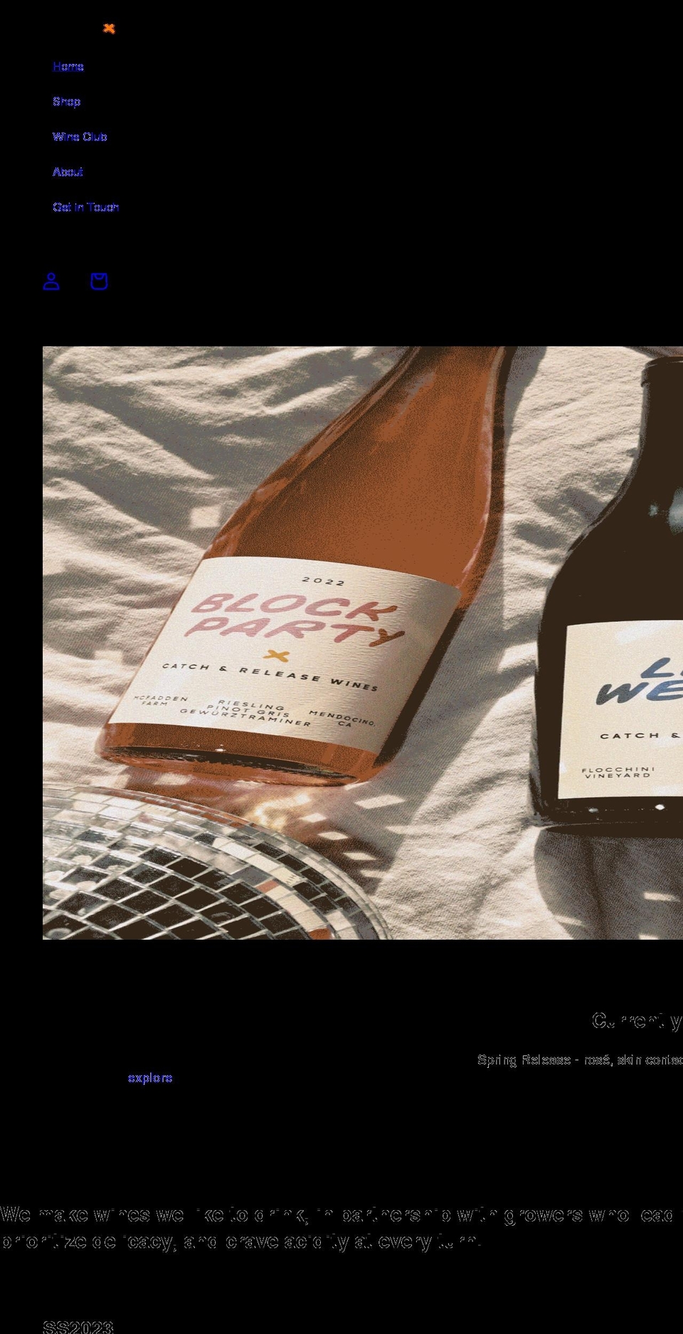 catchandreleasewines.com shopify website screenshot