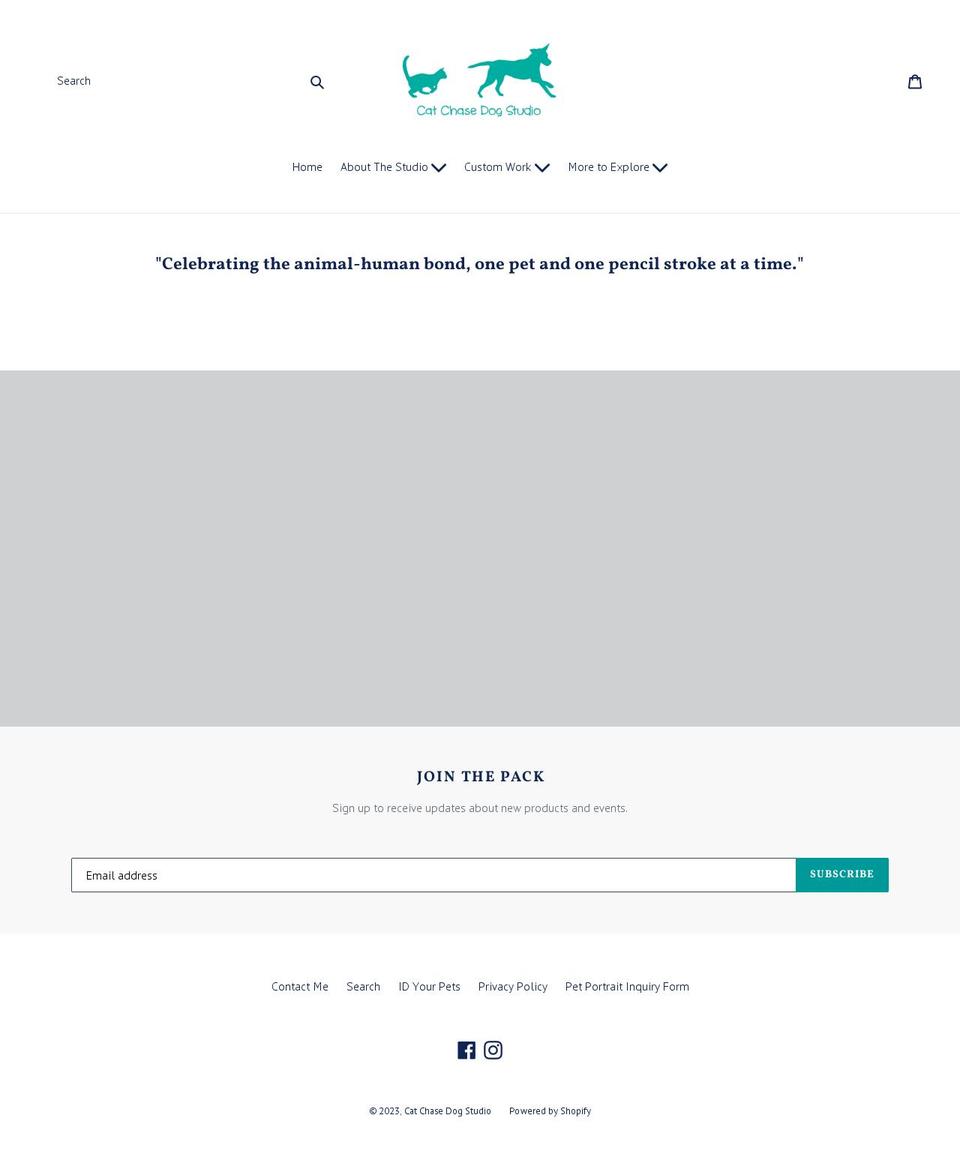 catchasedogstudio.com shopify website screenshot