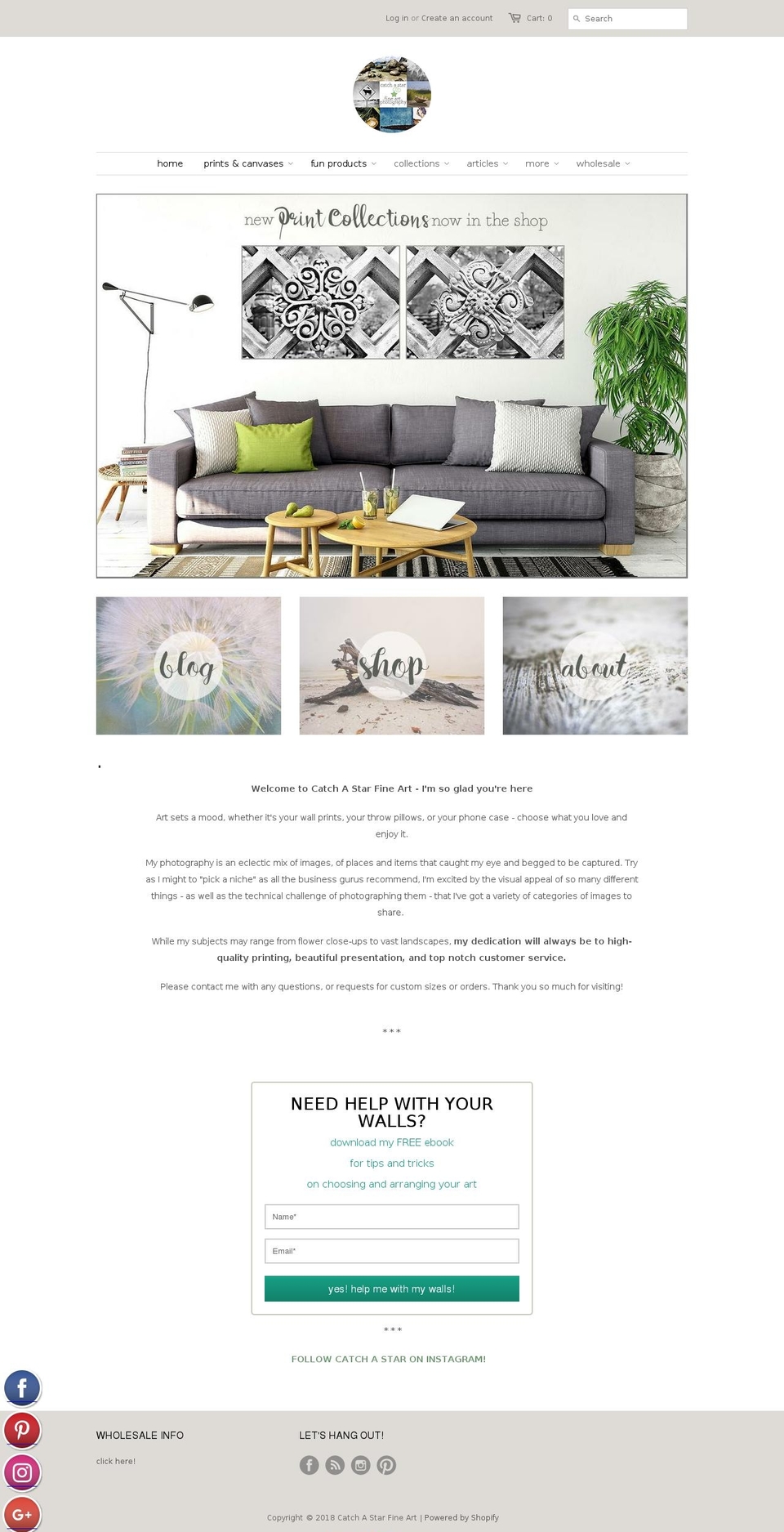 catchastarfineart.com — Shopify storefront screenshot