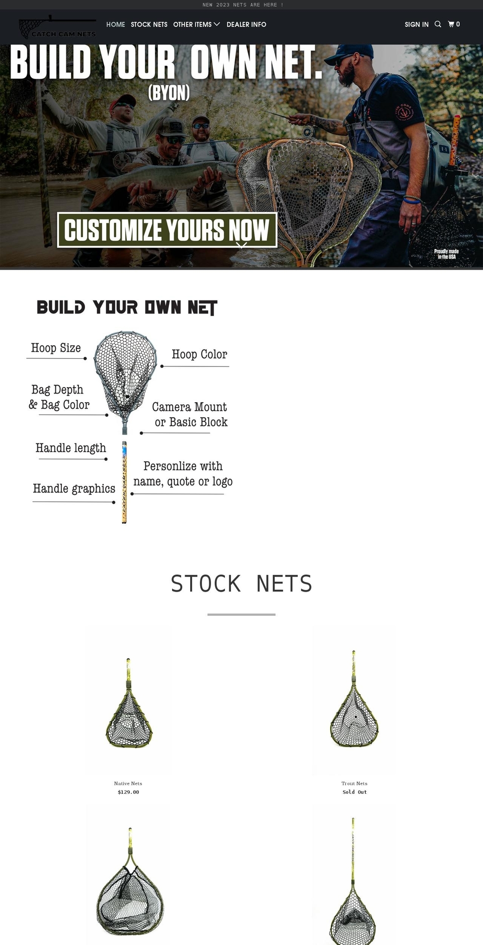 catchcamnets.com shopify website screenshot