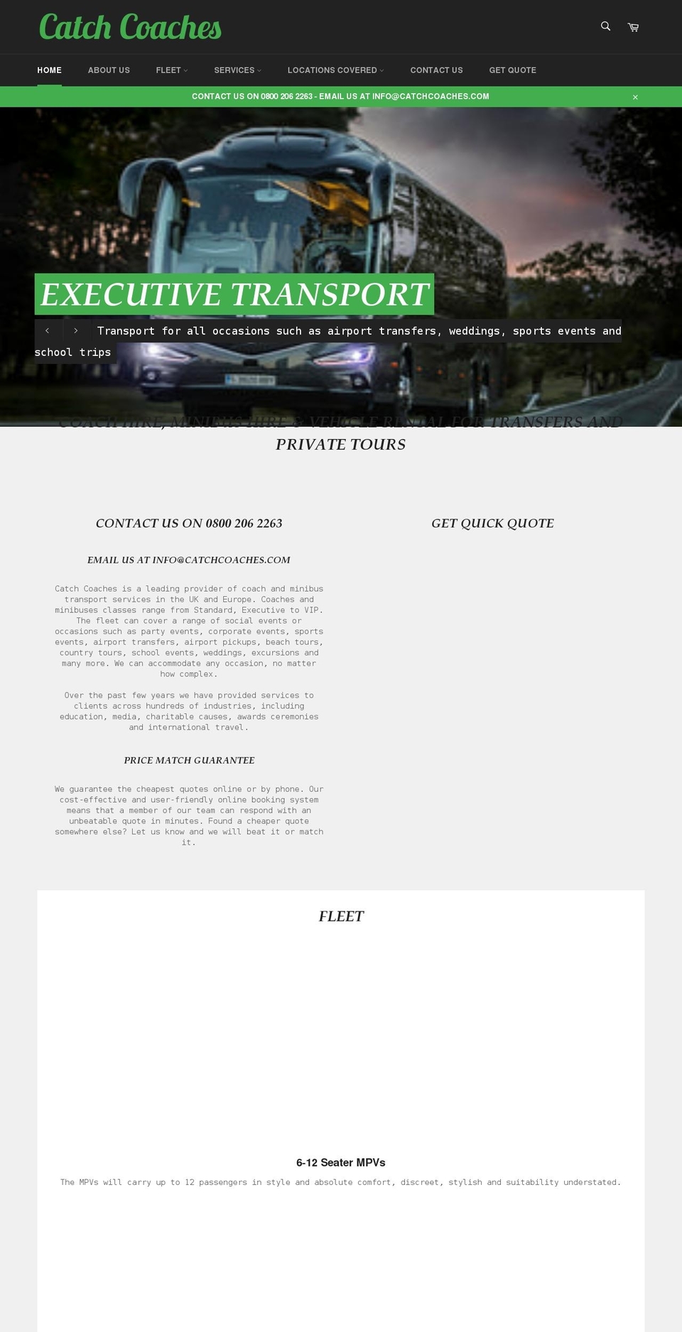 catchcoaches.com shopify website screenshot