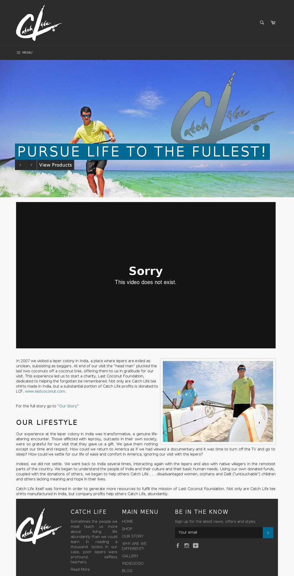 catchlife.com shopify website screenshot