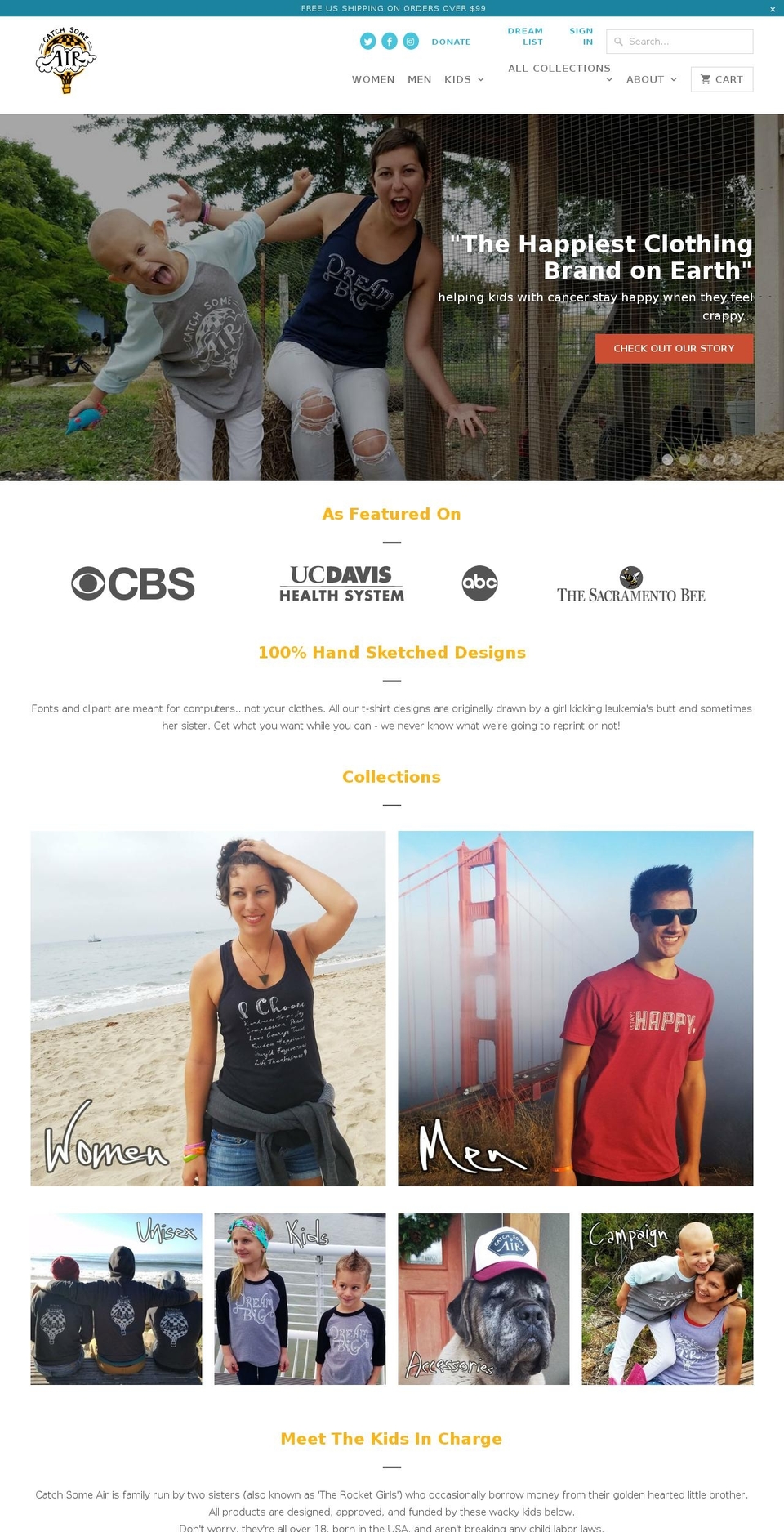 catchsomeaircancer.com shopify website screenshot