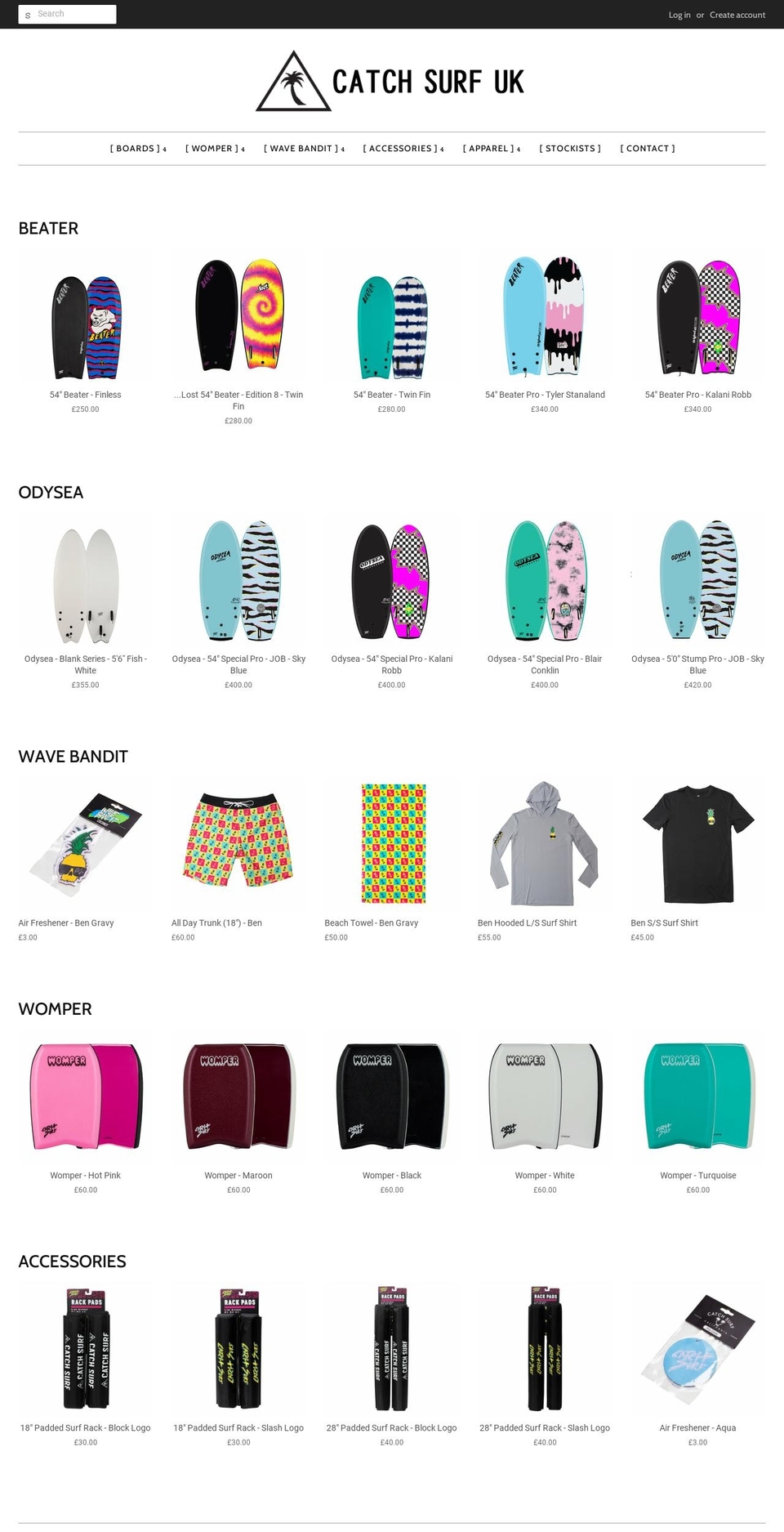 catchsurf.co.uk shopify website screenshot