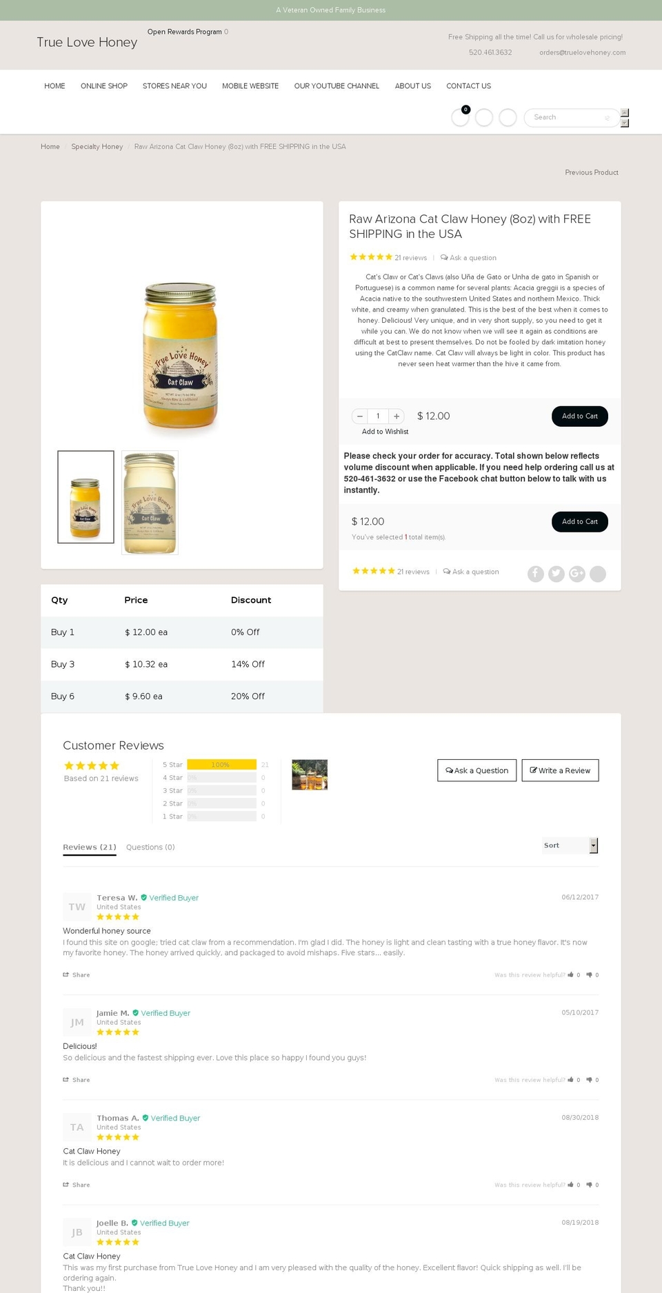 catclawhoney.com — Shopify storefront screenshot