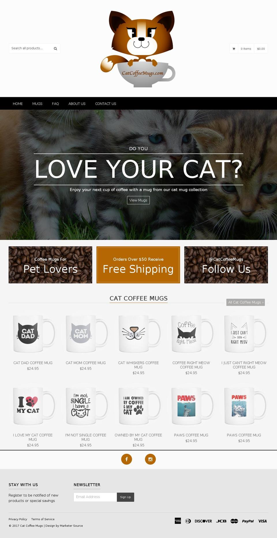 catcoffeemugs.com shopify website screenshot