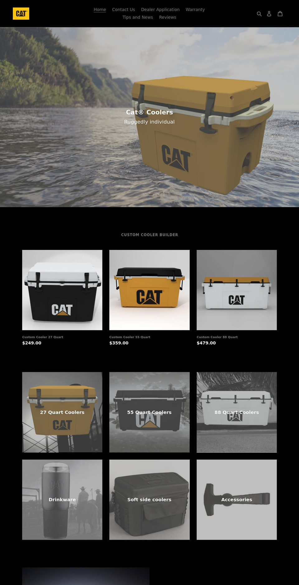 catcoolers.com shopify website screenshot