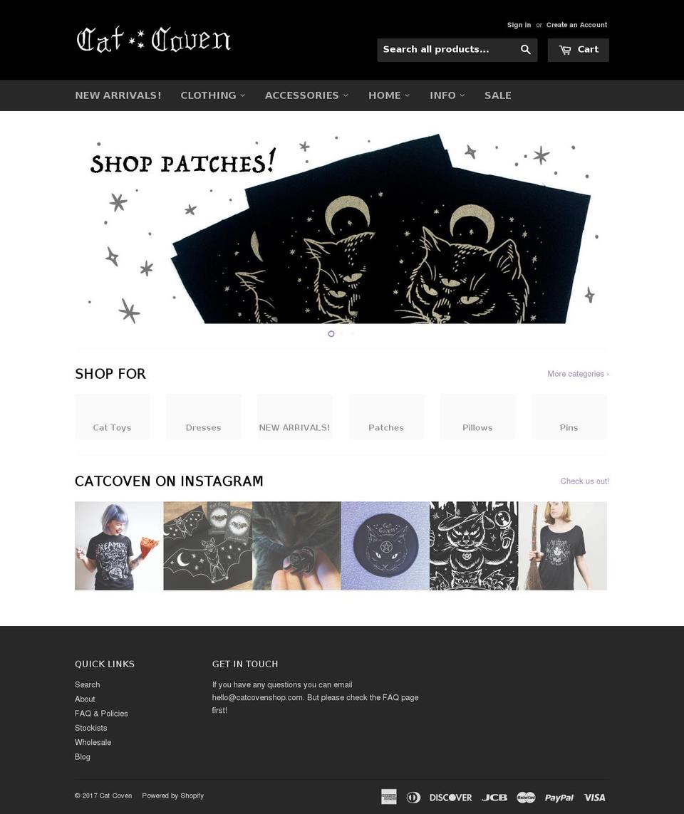 catcovenshop.com shopify website screenshot