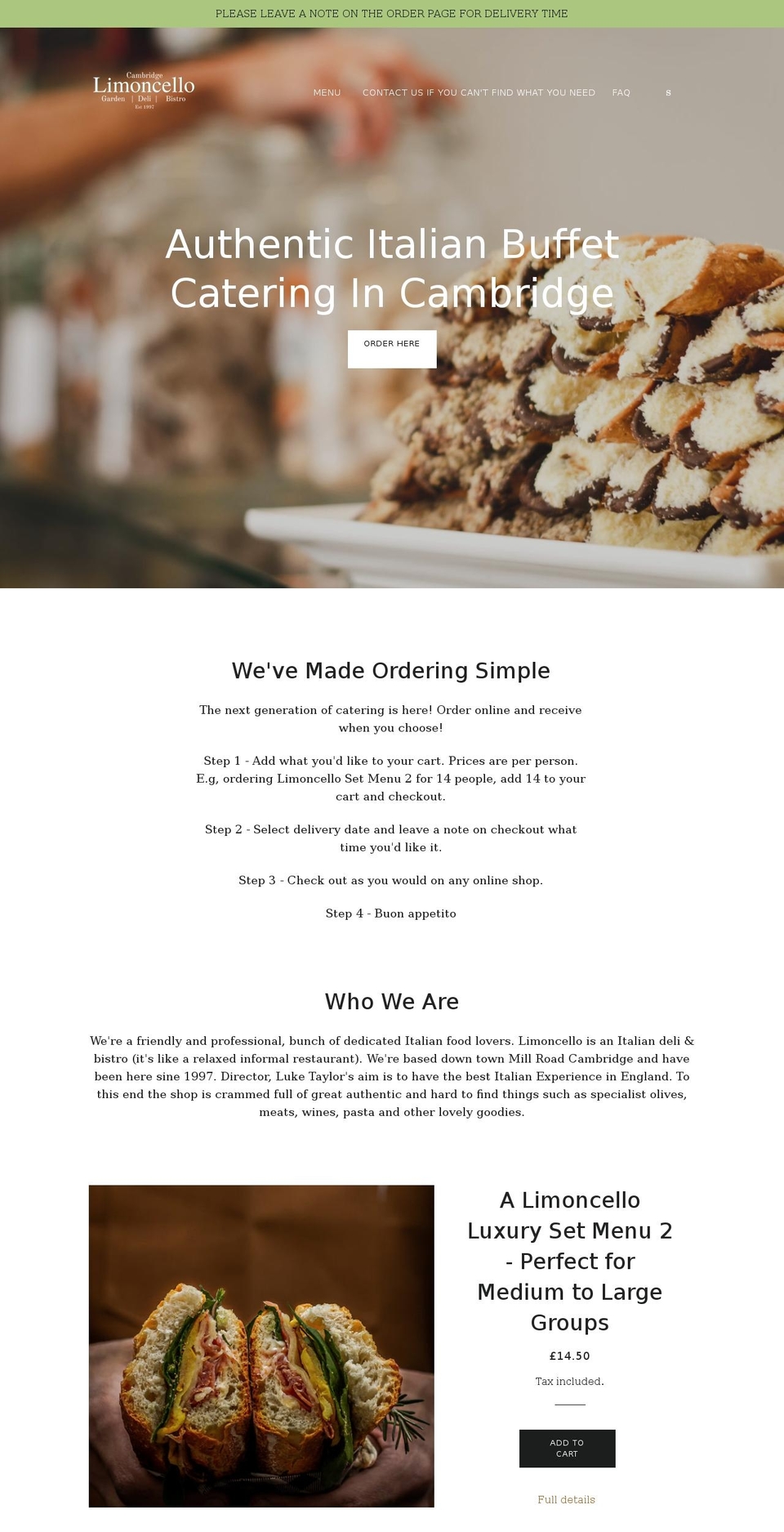 catercambridge.com shopify website screenshot