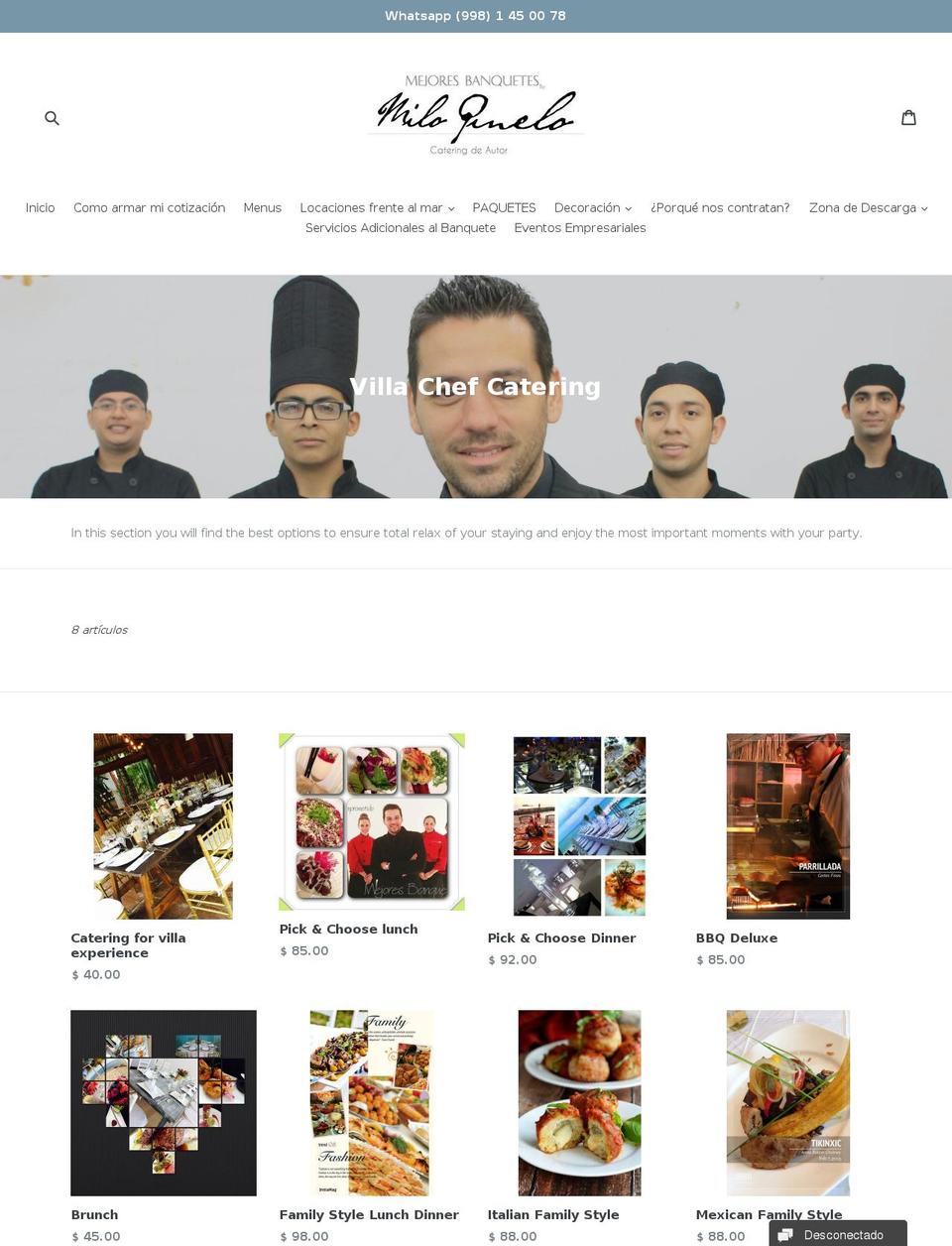 Lookbook Shopify theme site example cateringrivieramaya.com