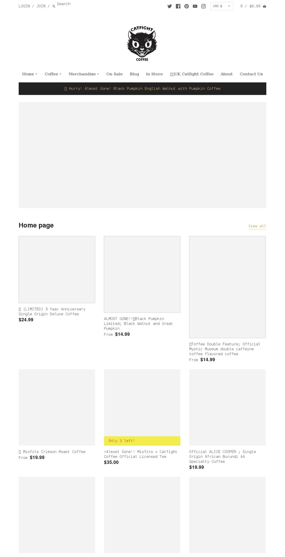 catfightcoffee.com shopify website screenshot