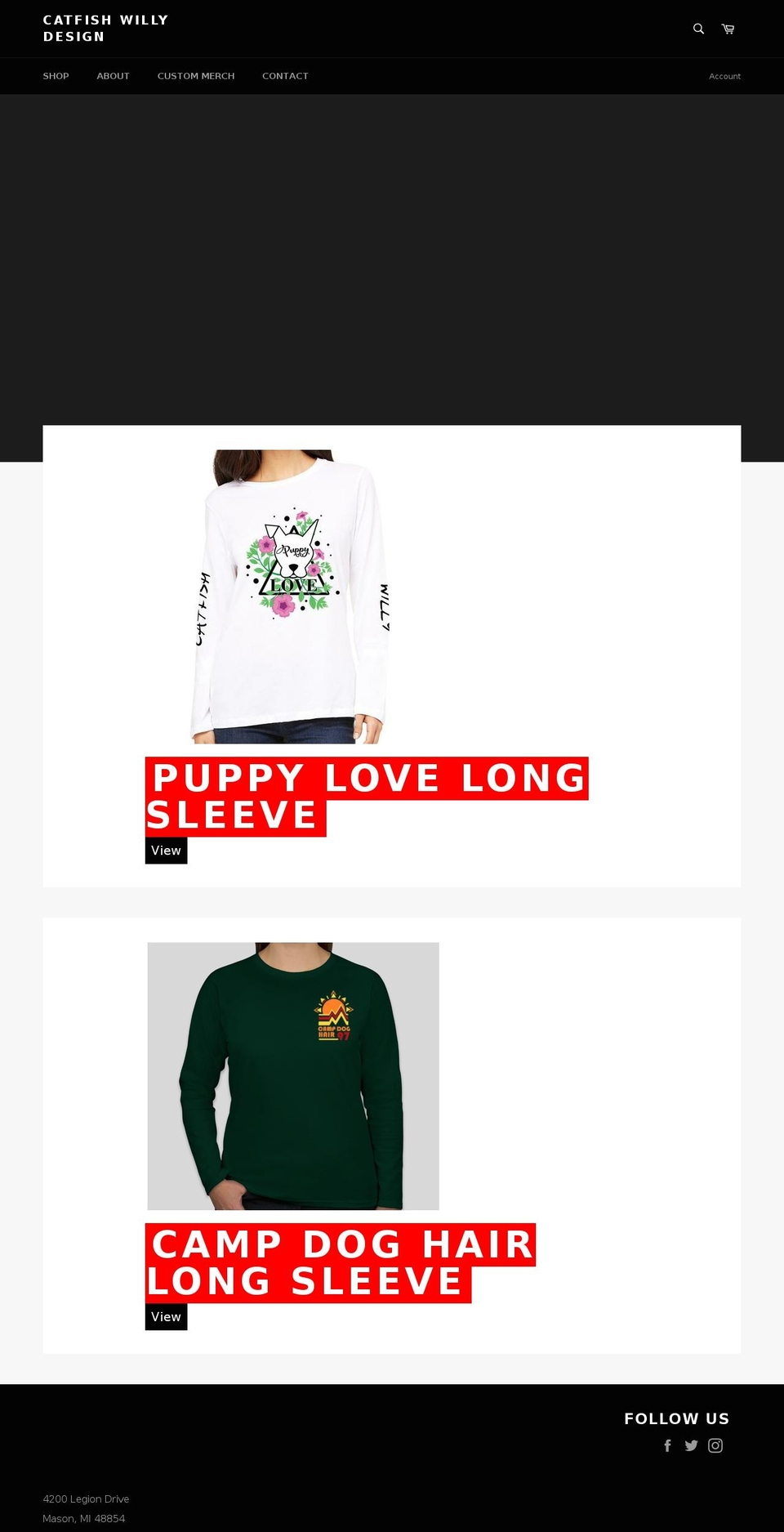 catfishwillydesign.com — Shopify storefront screenshot