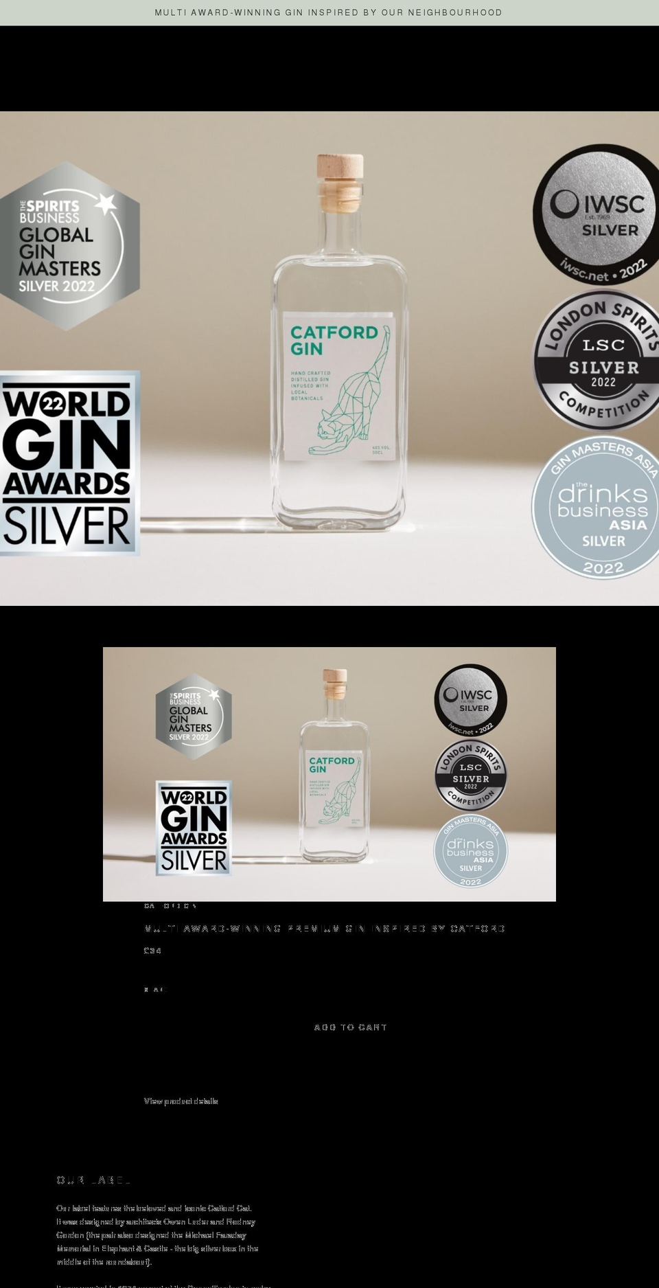 catfordgin.com shopify website screenshot