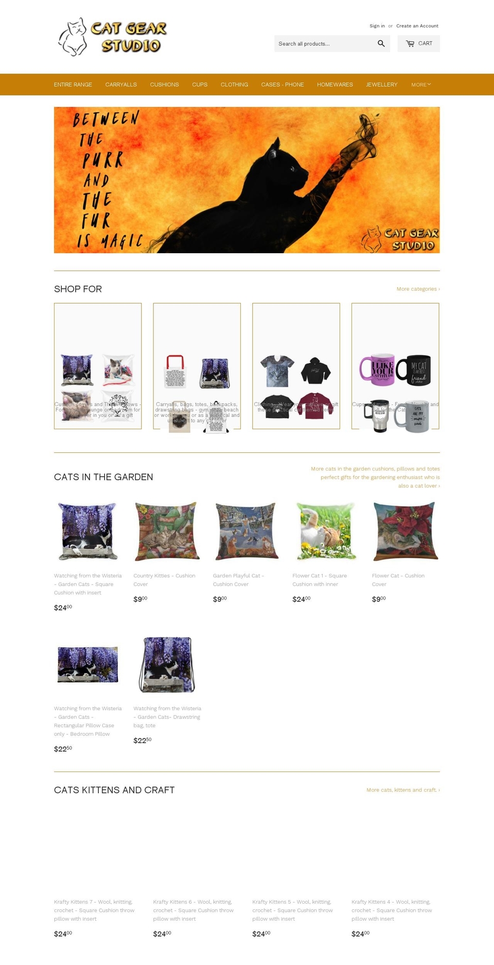 catgearstudio.com shopify website screenshot