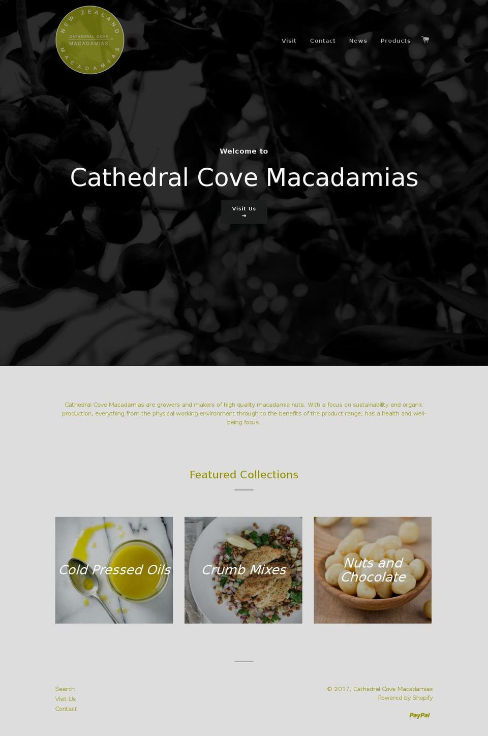 cathedralcovemacadamias.com shopify website screenshot