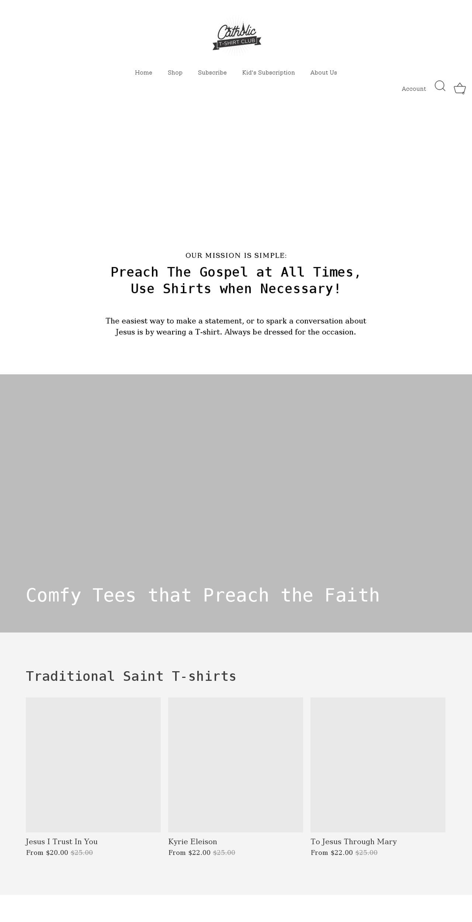 catholic-t-shirt-club.myshopify.com shopify website screenshot