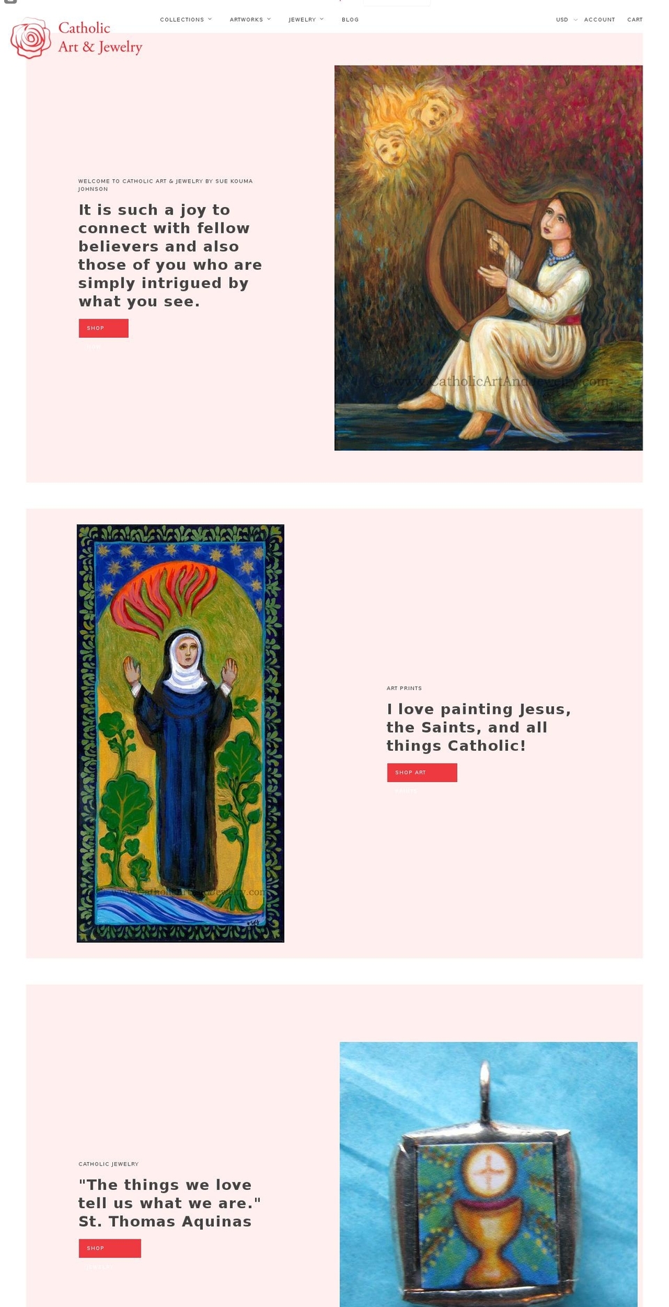 catholicartandjewelry.com shopify website screenshot