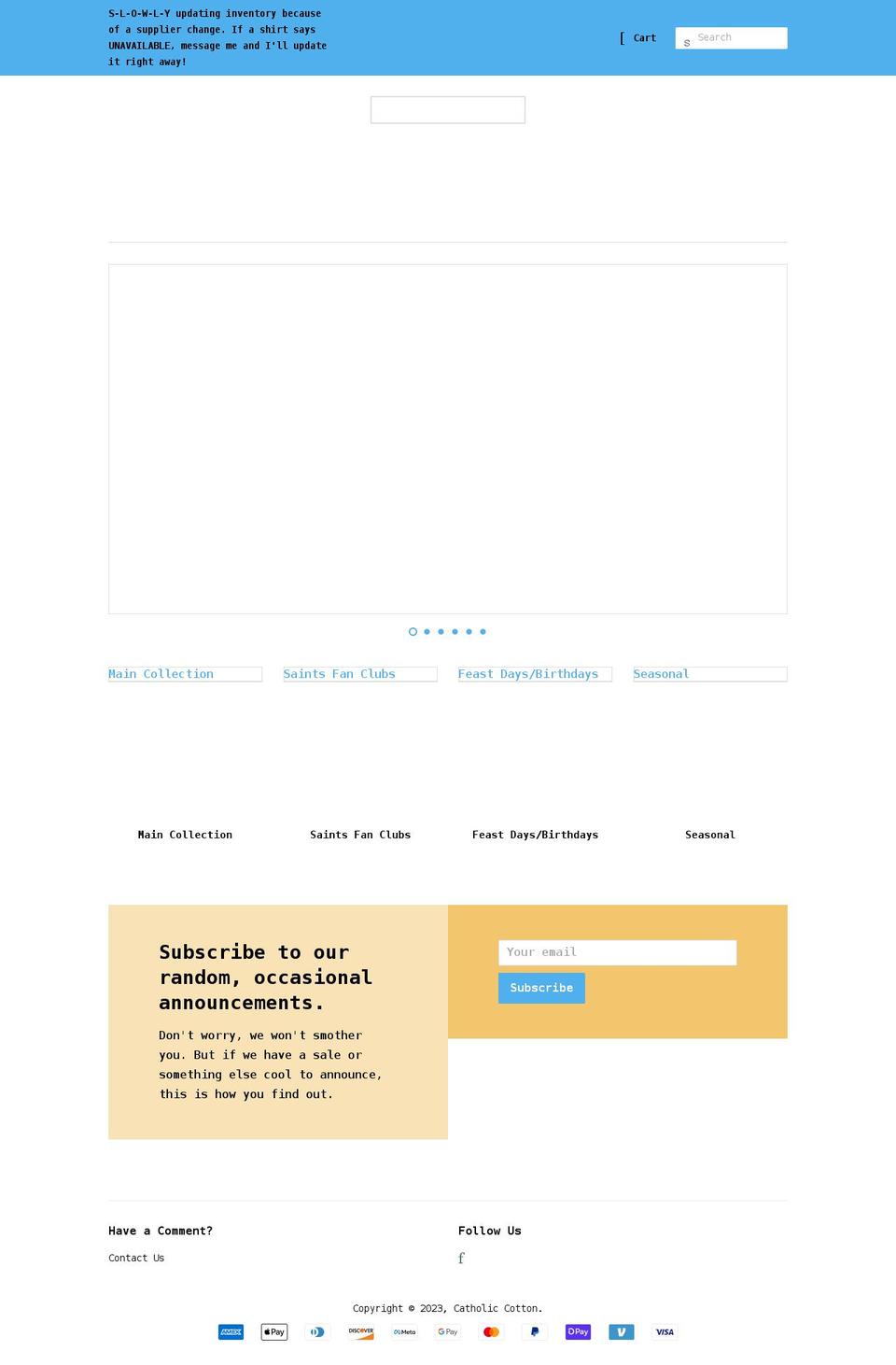 catholiccotton.com shopify website screenshot