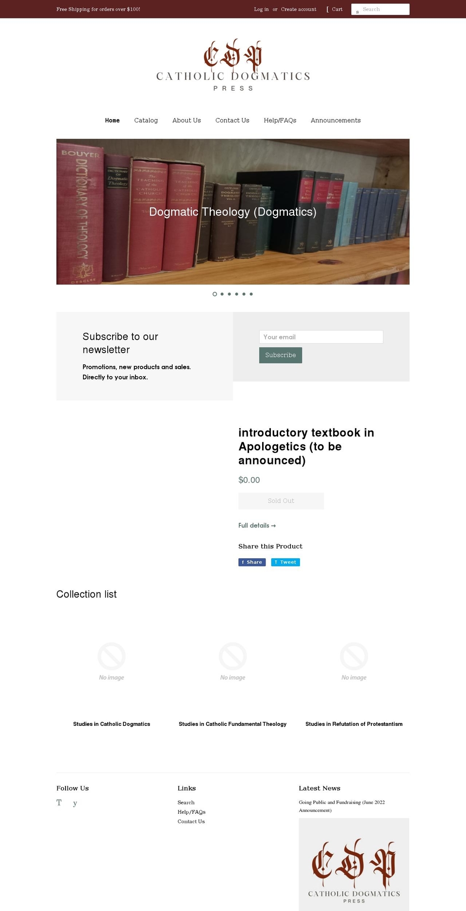 catholicdogmatics.com shopify website screenshot