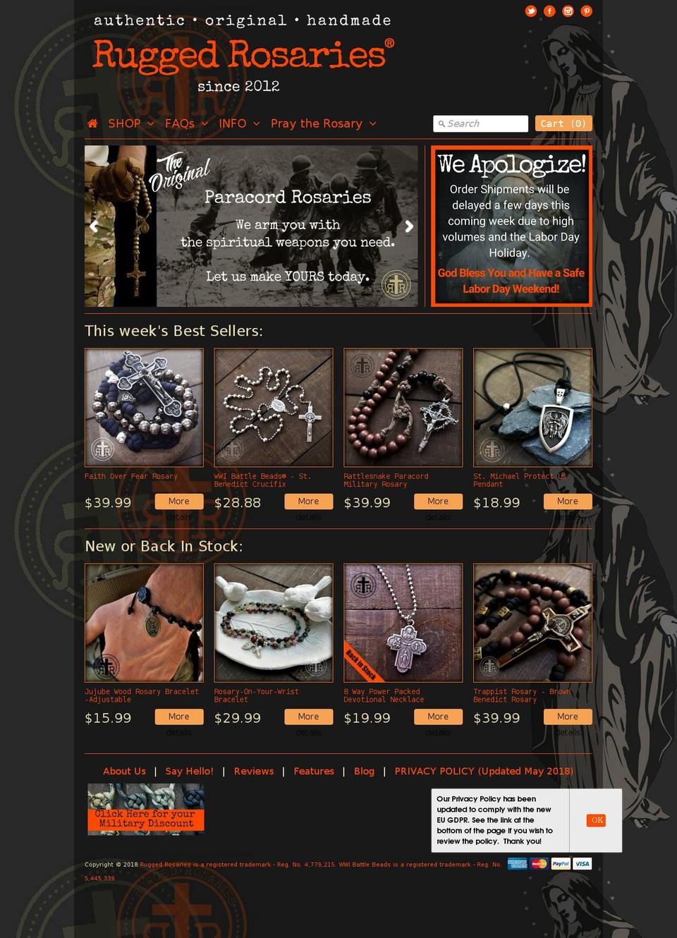 catholicgentlemanrosaries.com shopify website screenshot