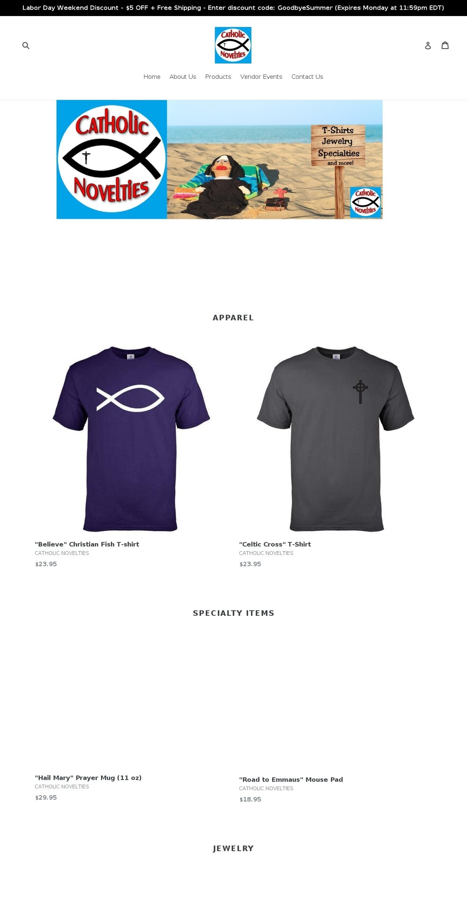 catholicnovelties.com — Shopify storefront screenshot