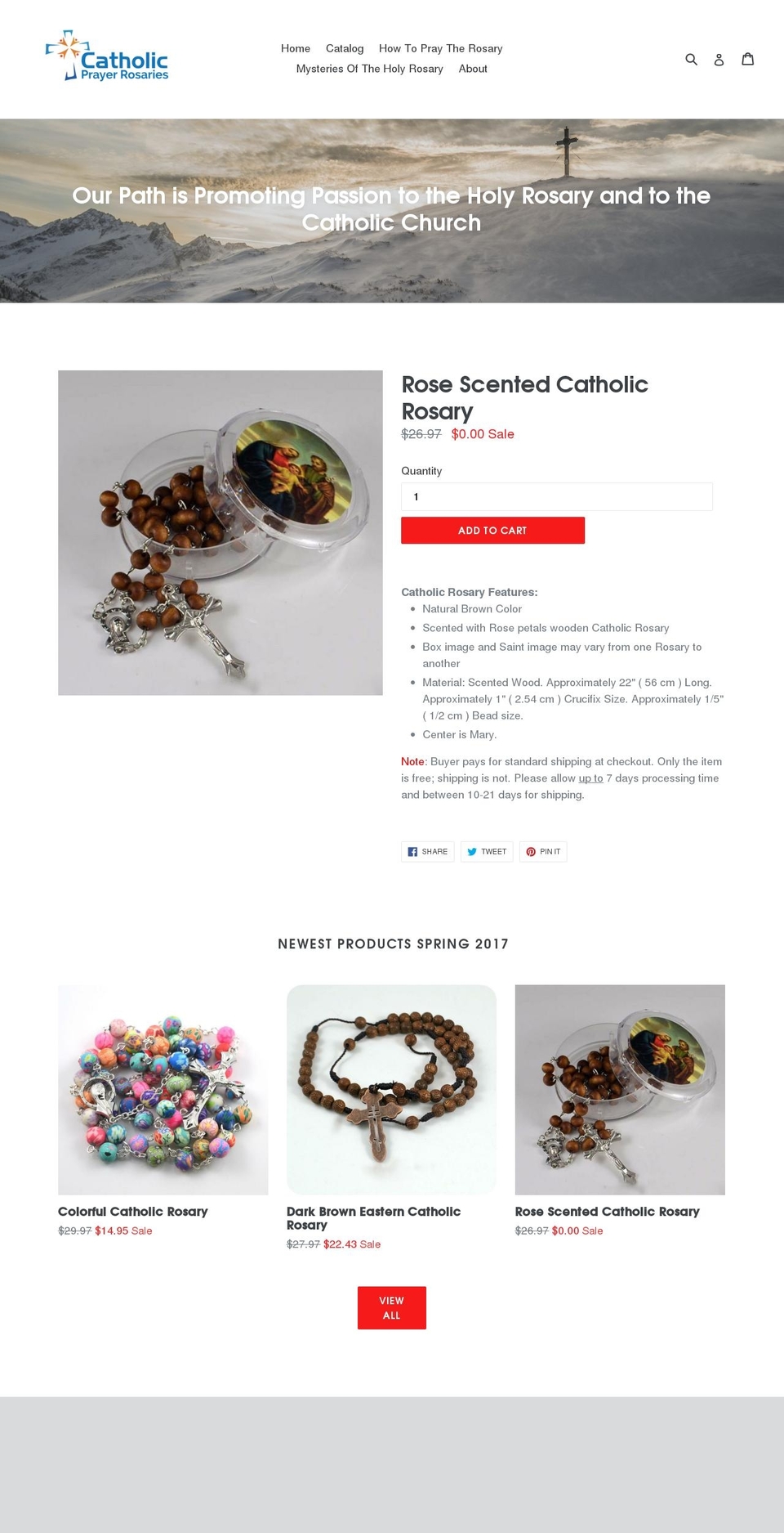 catholicprayerrosaries.com — Shopify storefront screenshot
