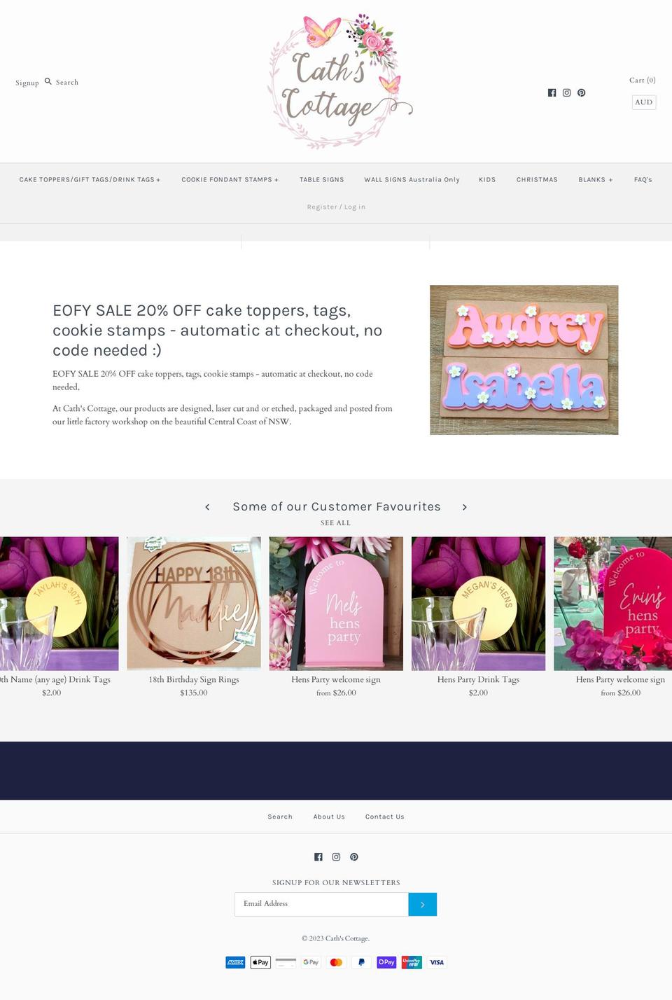 cathscottage.com.au shopify website screenshot